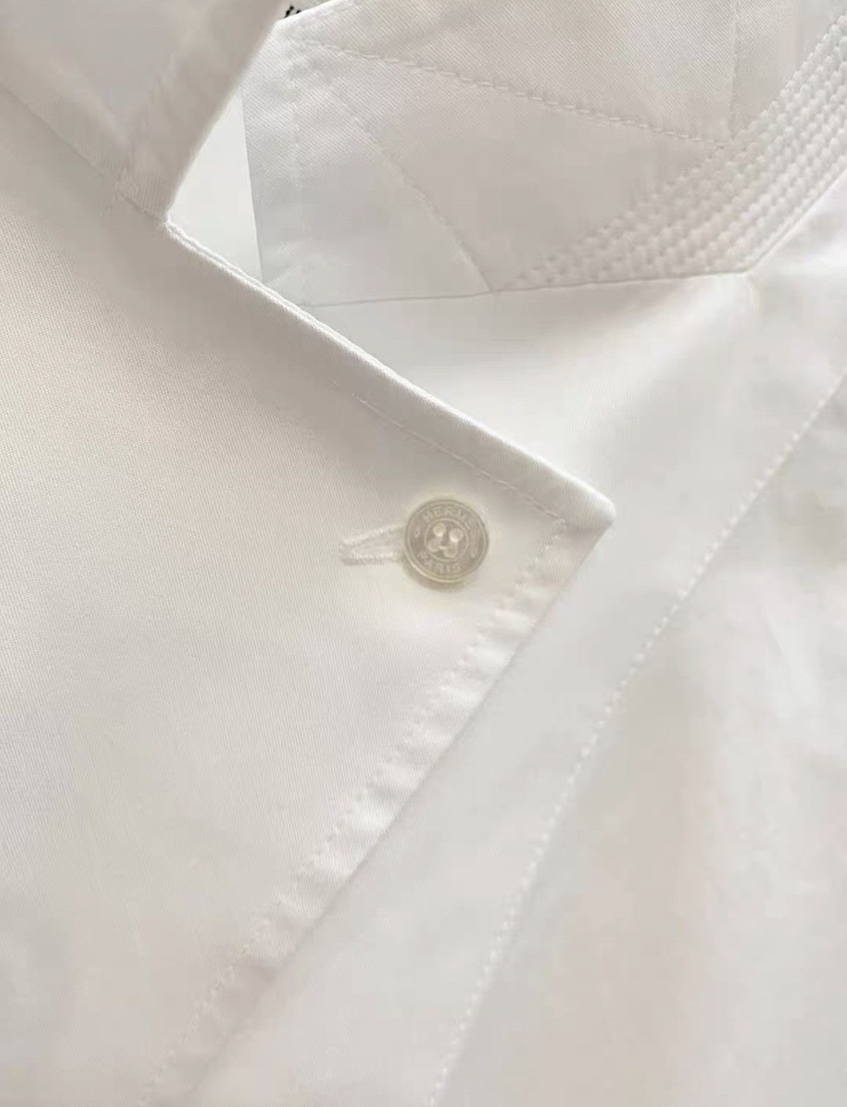 Hermes Hermès White Stand Collar Loose Shirt Dress J33 Size XS / US 0-2 / IT 36-38 - 4 Thumbnail