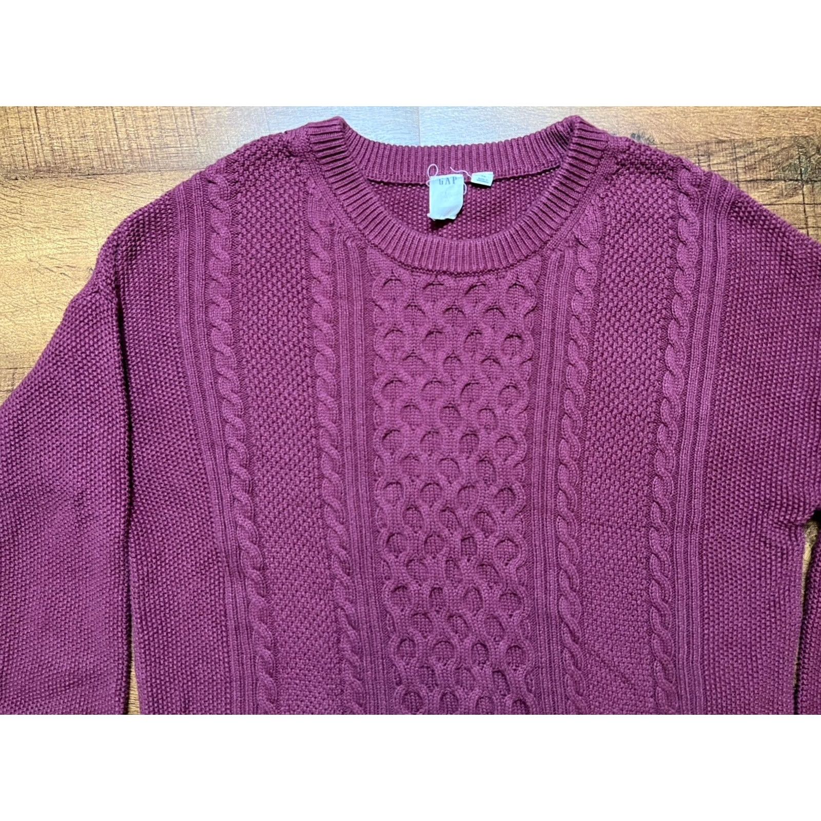Gap Gap Womens Cable Knit Pullover Sweater Fisherman Size XL Light Plum Purple - Classic Size XL / US 12-14 / IT 48-50 - 3 Thumbnail