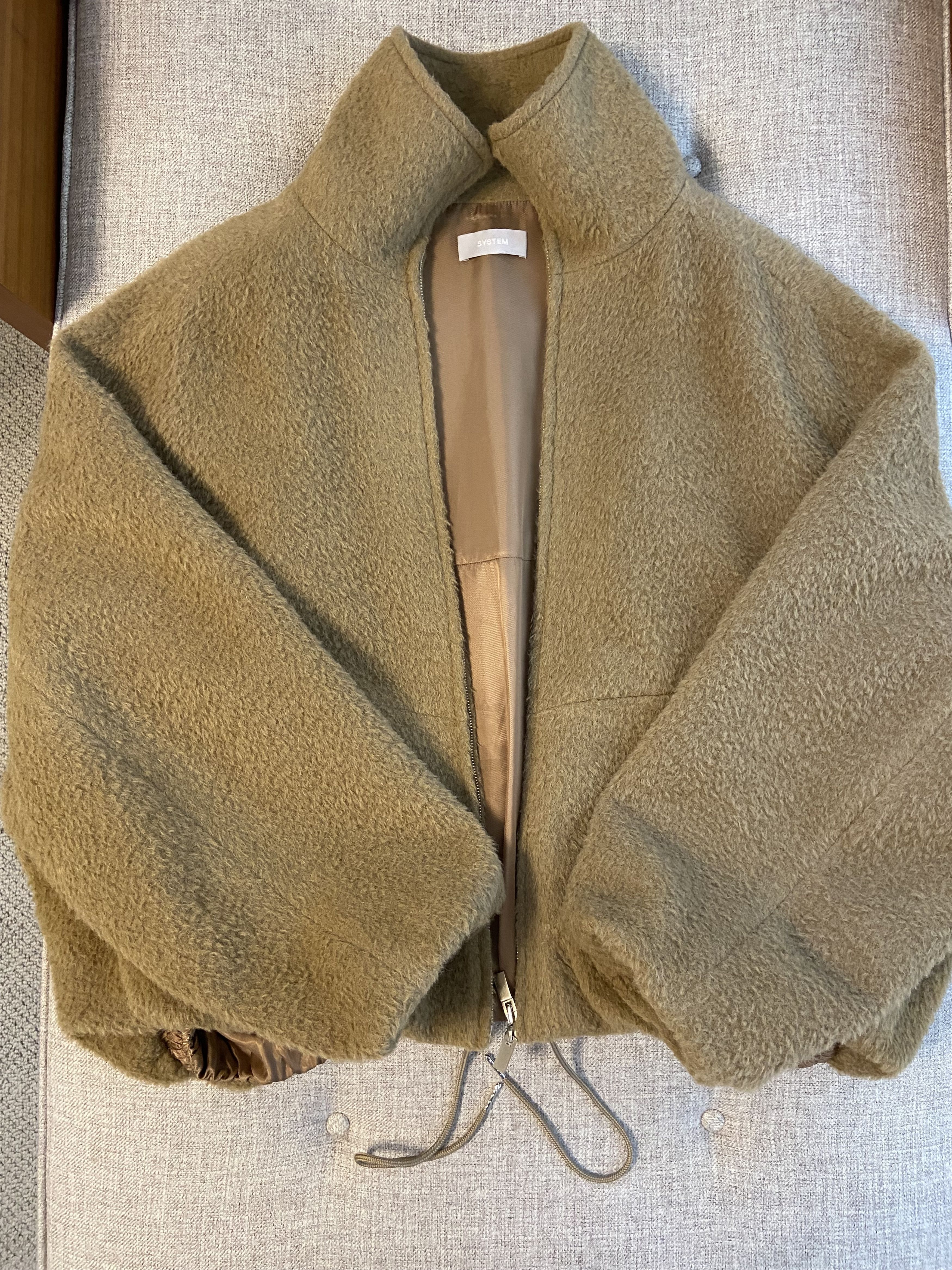 System System Tan Hairy Wool Bomber Jacket Devin Booker Size US M / EU 48-50 / 2 - 2 Thumbnail