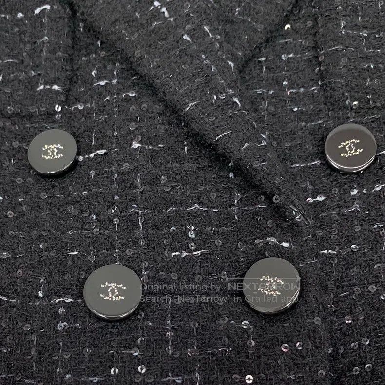 Chanel Chanel Black glitter wool lapel double-breasted long-sleev Size XXS / US 00 / IT 34 - 6 Thumbnail
