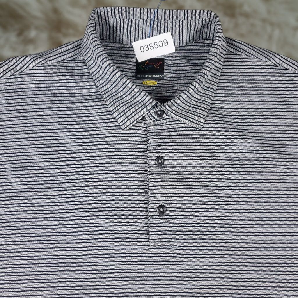 Vintage Greg Norman Polo Shirt Mens XL Gray Striped Short Sleeve Golf Casual Shark Size US XL / EU 56 / 4 - 1 Thumbnail