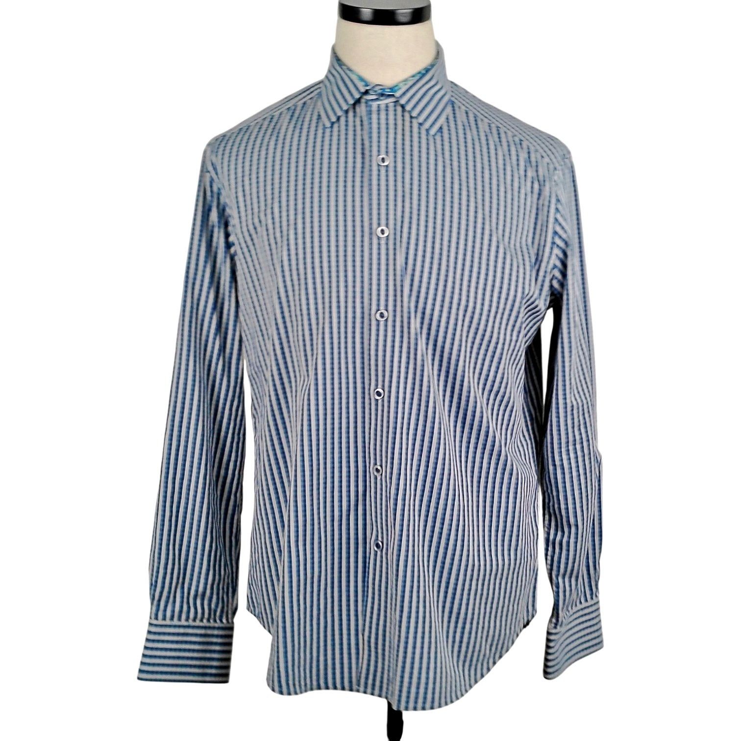 Robert Graham Robert Graham Blue Striped MED Contrasting Geometric Cuff Size US M / EU 48-50 / 2 - 2 Thumbnail