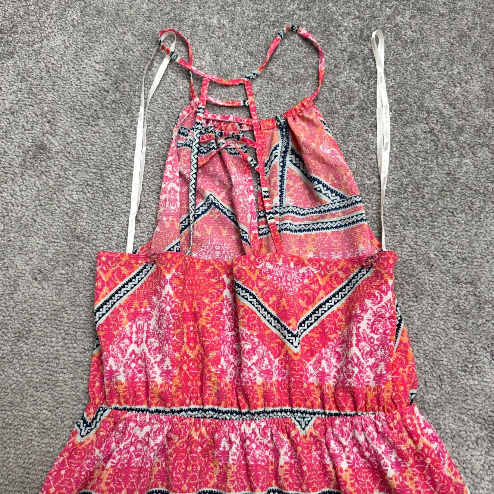 MINKPINK MINKPINK Geometric Halter Maxi Dress Women Medium Pink Orange Backless Slit NWOT Size M / US 6-8 / IT 42-44 - 5 Thumbnail