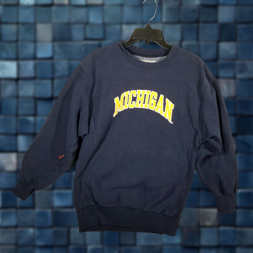 Vintage Y2K University Of Michigan Men S Grunge Sweatshirt Crew Neck Steve and Barrys Size US S / EU 44-46 / 1 - 1 Thumbnail