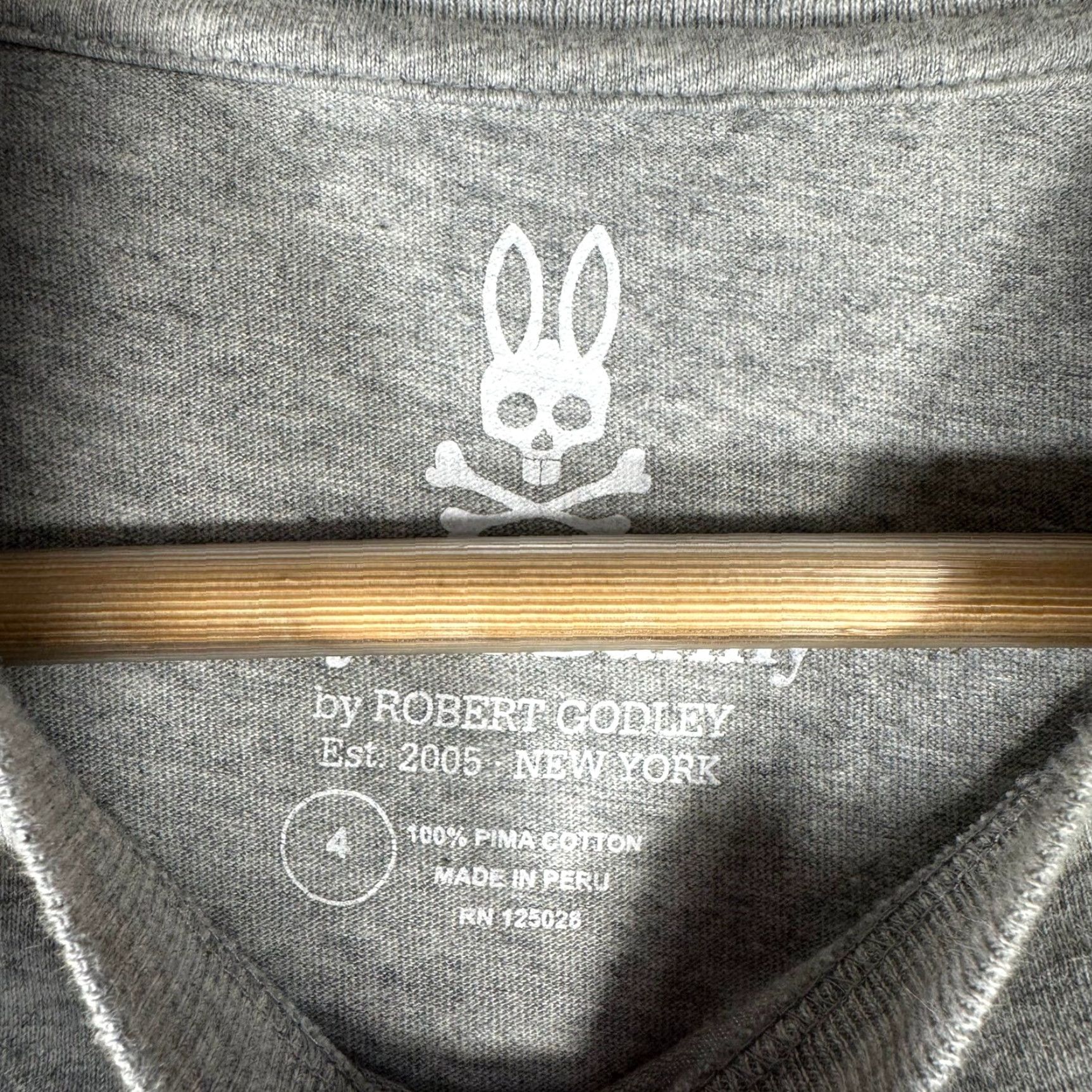 Psycho Bunny Psycho Bunny Mens T-Shirt Heather Grey 100% Cotton Graphic Print Skull Bunny Crew Neck Short Sleeve Size S Size US S / EU 44-46 / 1 - 4 Thumbnail