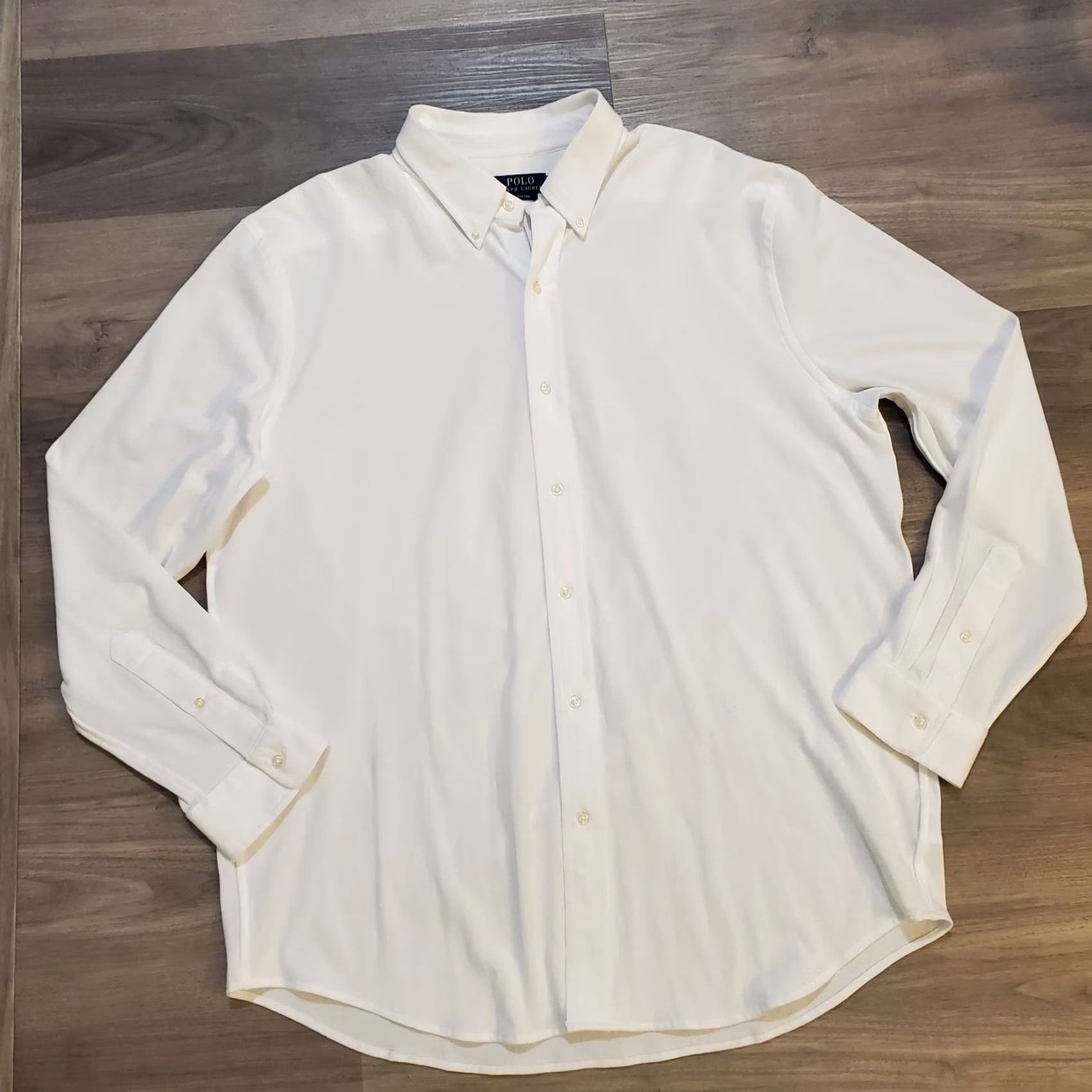Ralph Lauren VINTAGE Polo Ralph Lauren White Logo Knit Pique Oxford Shirt XXL White Pony Textured Honeycomb Button-Up Classic Preppy Mens Shirt Size US XXL / EU 58 / 5 - 5 Thumbnail