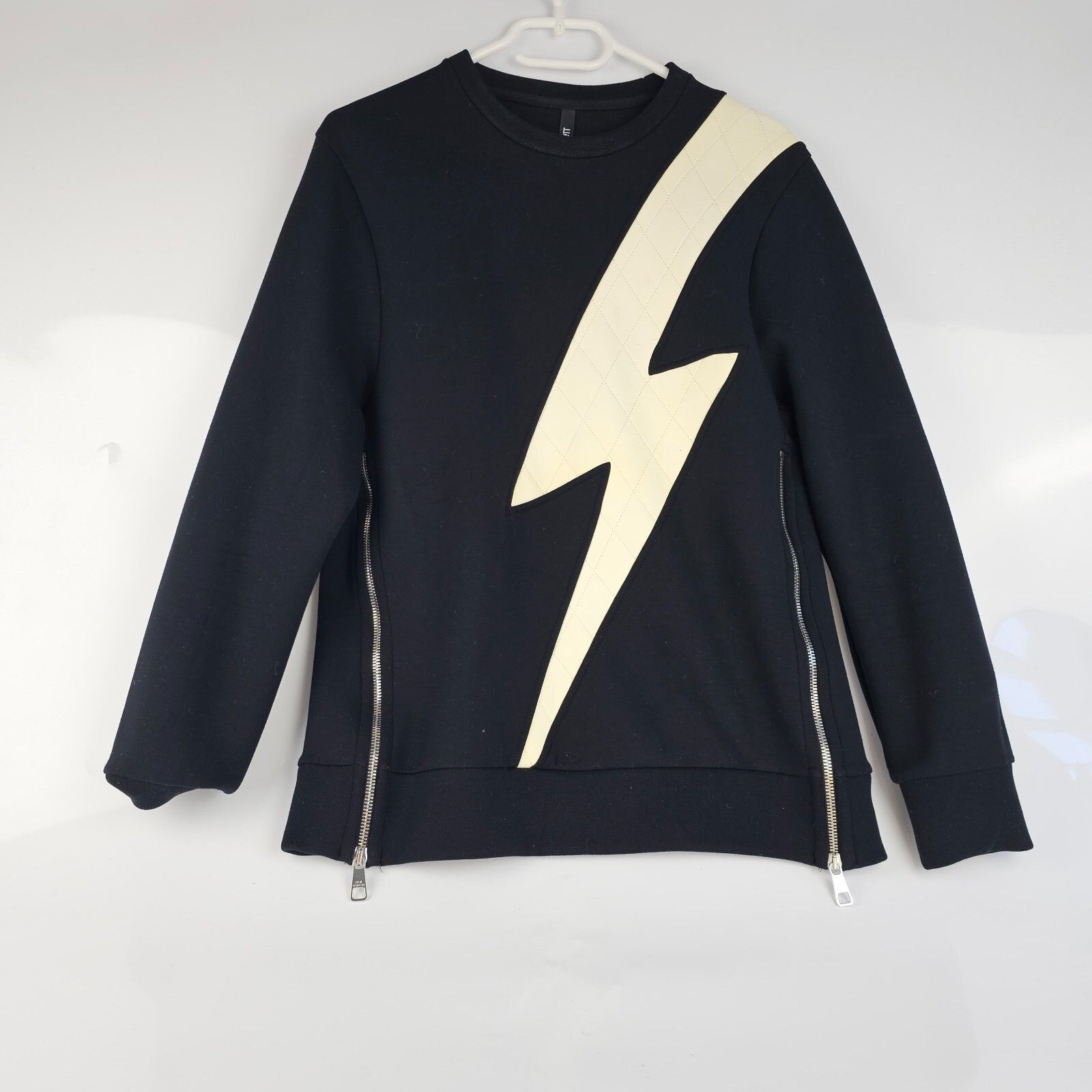Neil Barrett Bolt Faux Neoprene Sweatshirt Size XS