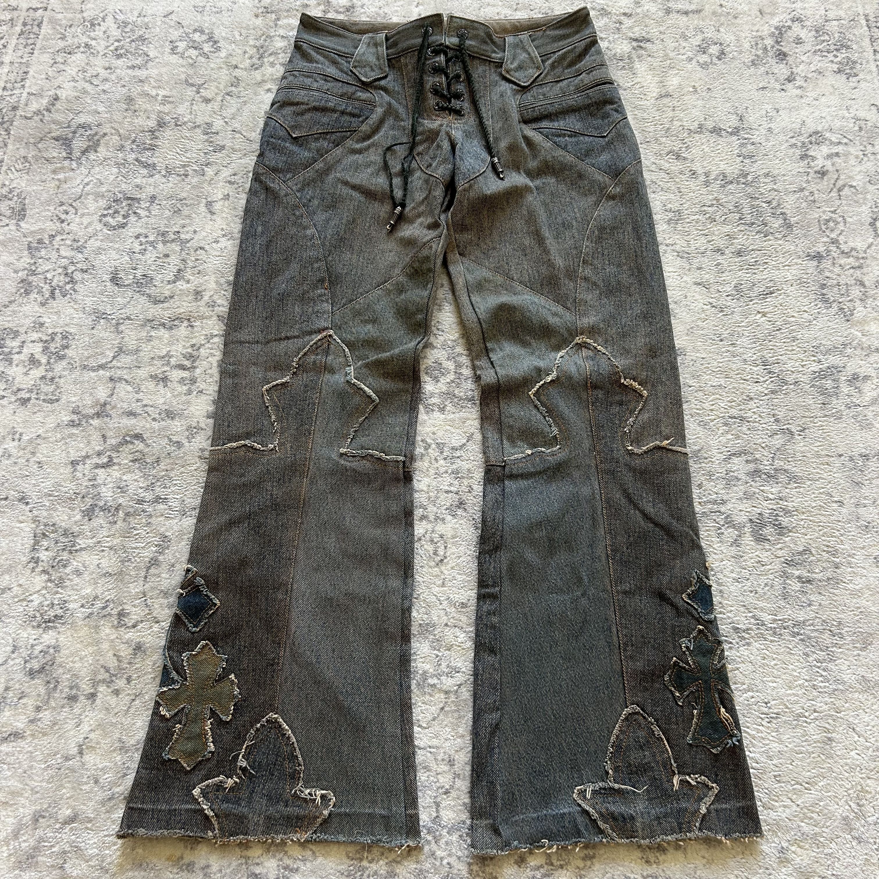 A&G Rock A&G Le Fleur Patch Work Lace-up Jeans Size US 28 / EU 44 - 1 Thumbnail