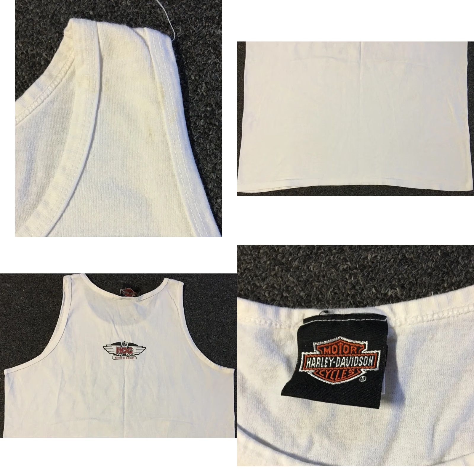 Harley Davidson VINTAGE Harley Davidson T-Shirt 2XL White Slim Tailored Tank Top Men 90s Grunge Biker USA Portland Maine Event Rhode Island? Size US XXL / EU 58 / 5 - 8 Thumbnail