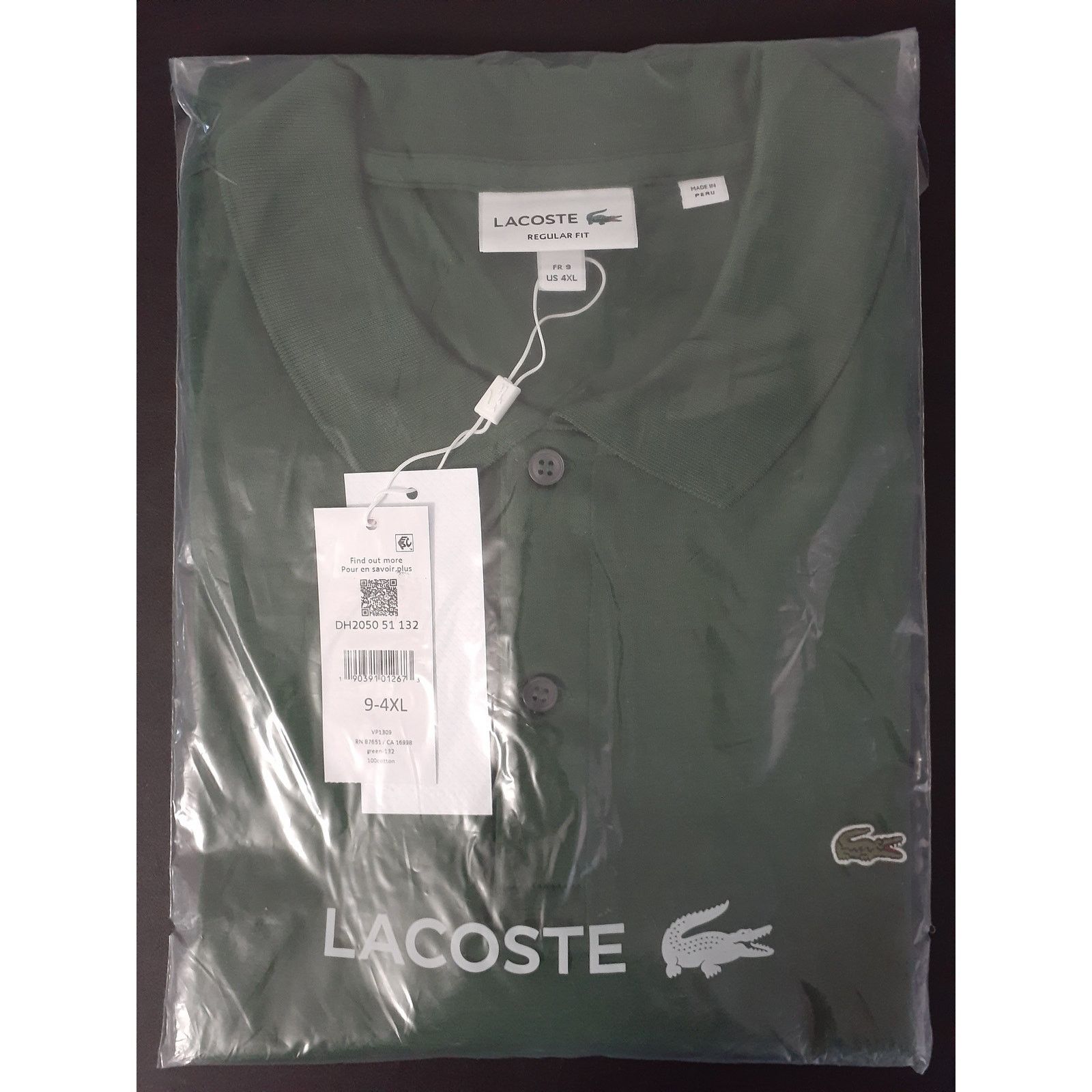 Lacoste Lacoste Mens Short Sleeve Pima Jersey Regular Polo Green 4XL Size US XXL / EU 58 / 5 - 2 Thumbnail