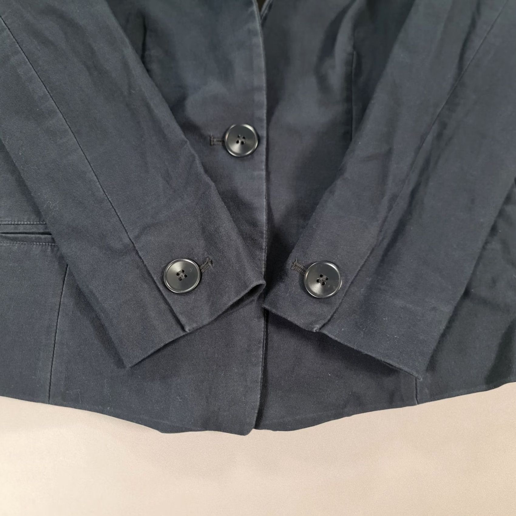 Max Mara Max Mara Studio Womens Blazer Navy Blue 10 UK Cotton Silk Jacket 3/4 Sleeve Button Regular Pockets Lined Stretch City Designer Womens Size L / US 10 / IT 46 - 5 Thumbnail