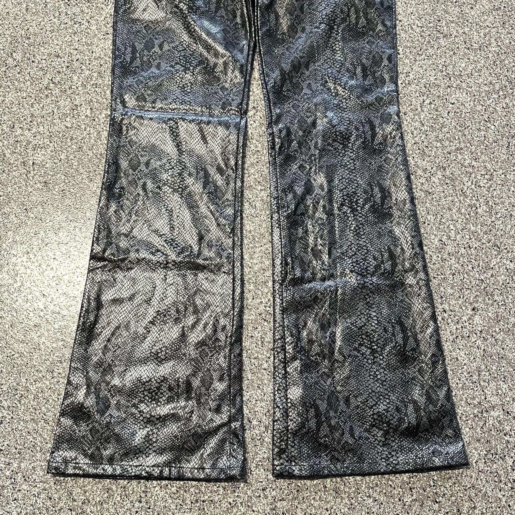 Vintage VINTAGE Paris Blues Pants Womens 7 29x30 Faux Leather Snakeskin Flare Mid Rise Pants Womens Gray 90s Style Womens Size 30" / US 8 / IT 44 - 3 Thumbnail