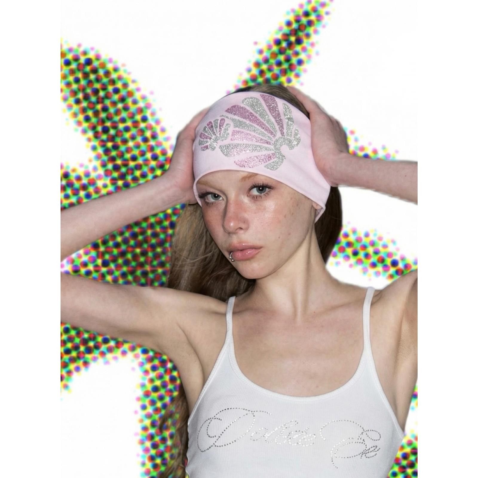 Japanese Brand Y2k Pink Glitter Seashell Headband OS Size ONE SIZE - 2 Thumbnail