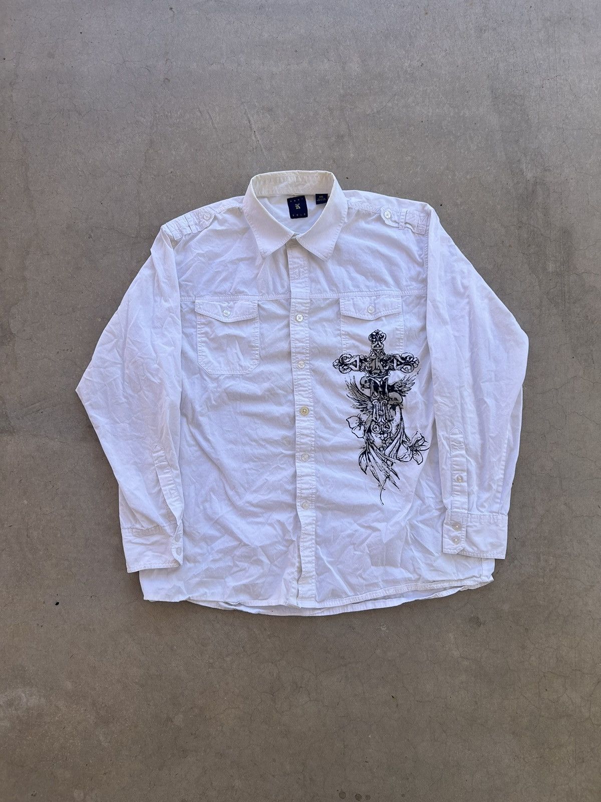 Affliction × Eighty Eight × Vintage Y2K MMA Affliction Style Button Down Shirt Size US XL / EU 56 / 4 - 1 Thumbnail