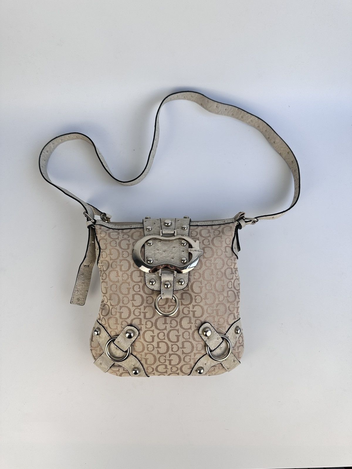 Guess Guess Vintage Monogram Shoulder Bag Logo Print Studded Y2K Size ONE SIZE - 1 Thumbnail