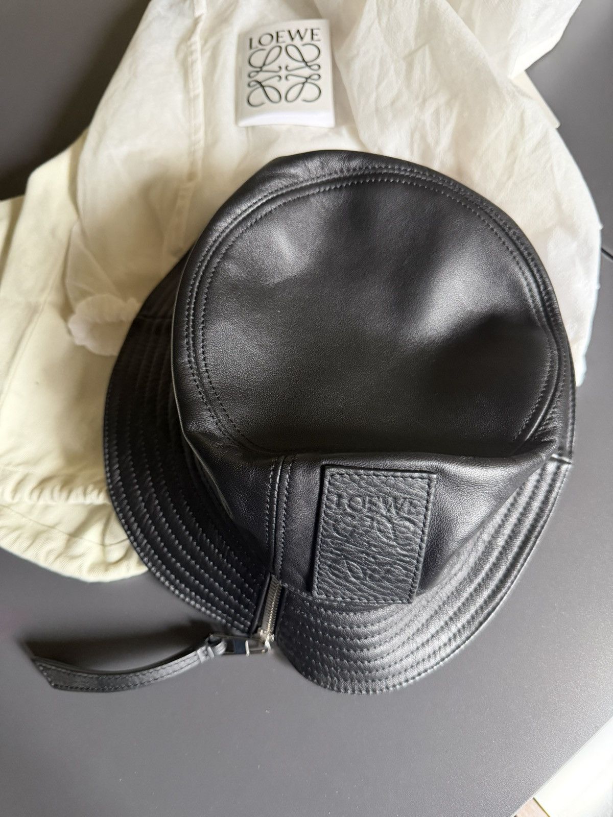 Loewe LOEWE Leather Logo Bucket Hat Size ONE SIZE - 1 Thumbnail