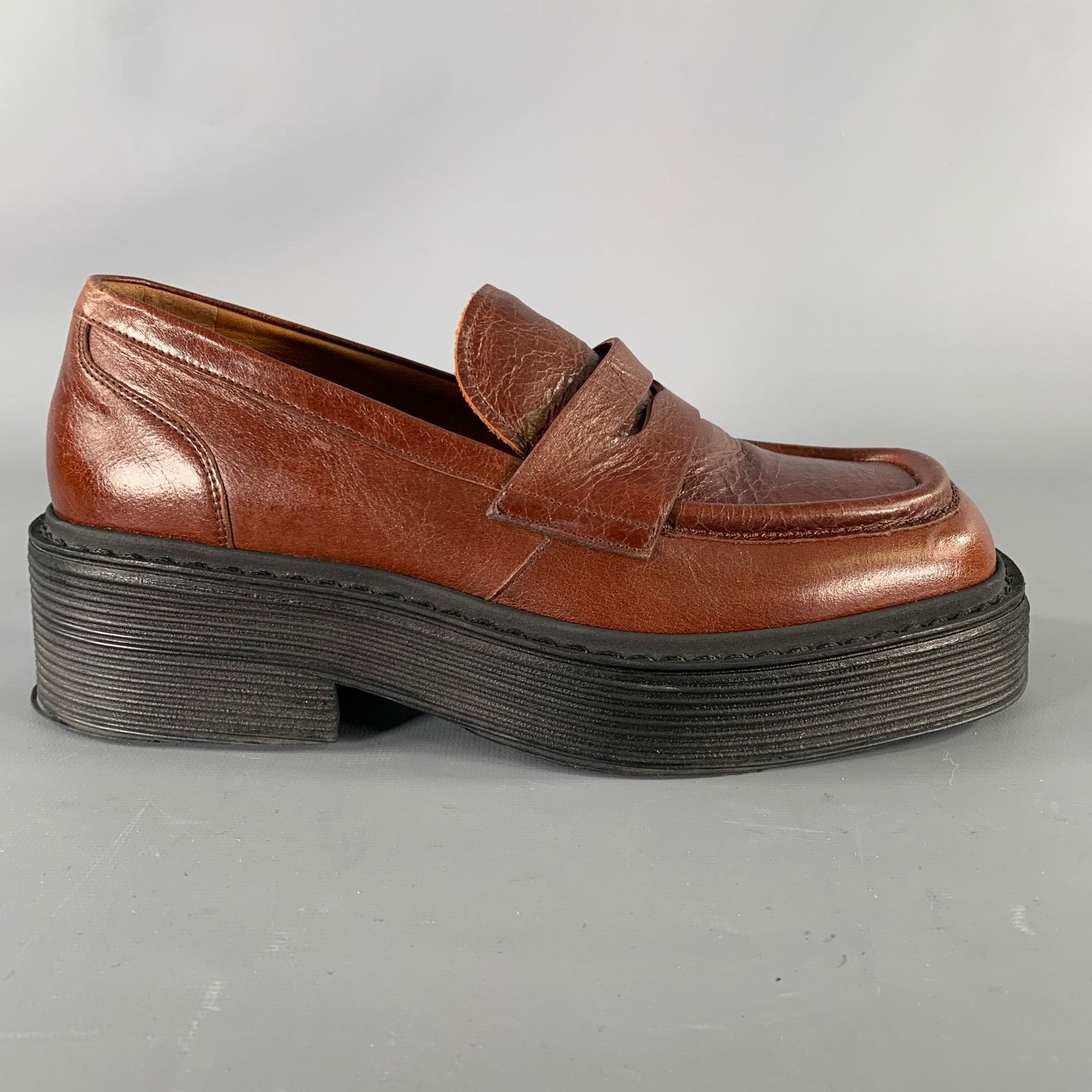 Marni MARNI Size 9 Brown Leather Square Toe Loafers Size US 9 / IT 39 - 2 Thumbnail