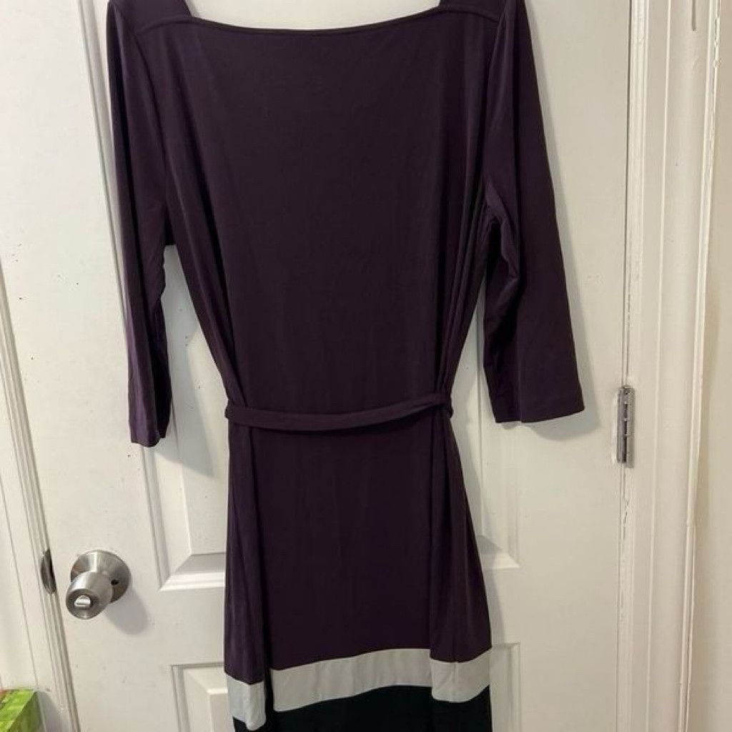 Christos New York New York & Company Women’s Purple Belted Dress Size Large Size XL / US 12-14 / IT 48-50 - 3 Thumbnail