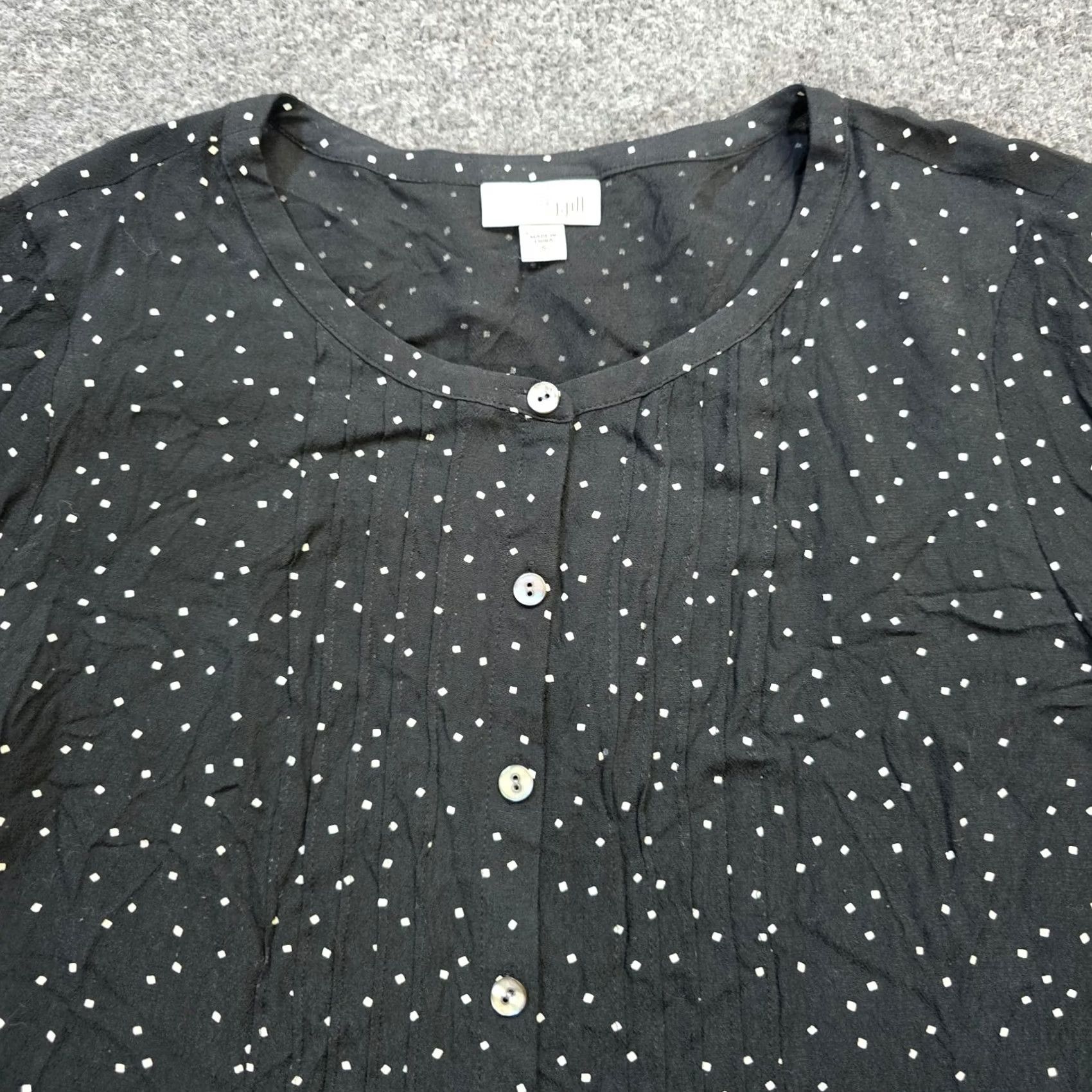 J. Jill J Jill Top Shirt Womens Small Black Button-Up Long Sleeve Flowy Casual Career Shirt Mens Womens Girls Boys Size S / US 4 / IT 40 - 2 Thumbnail