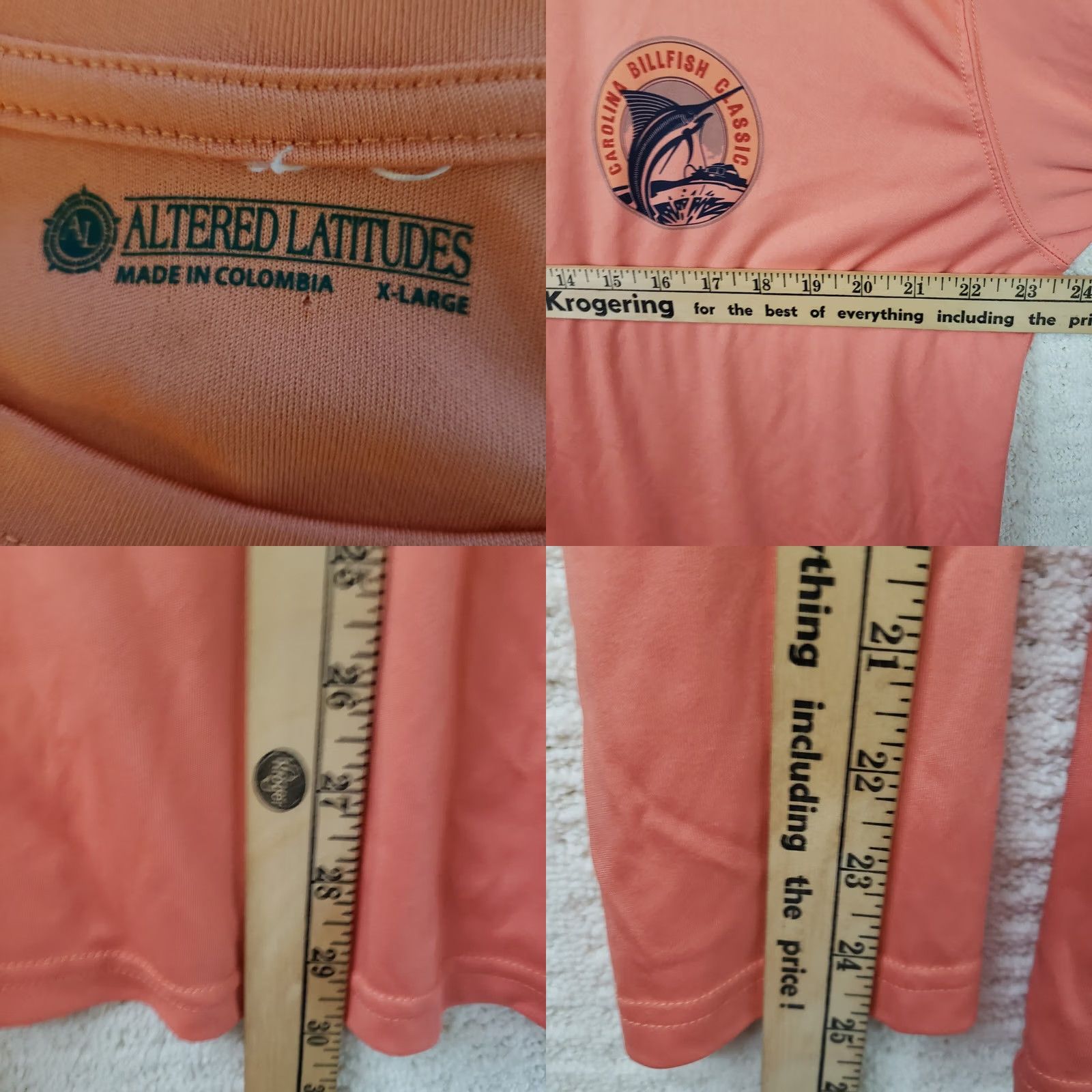 Vintage Altered Latitudes Carolina BILLFISH Classic Long Sleeve Peach Map T-Shirt XL Size US XL / EU 56 / 4 - 10 Thumbnail
