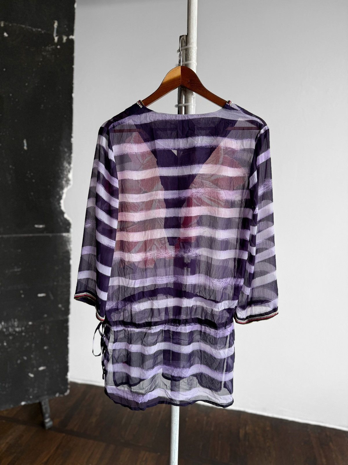 Designer × Desigual Desigual Womens Floral Purple Beaded Detail Tunic Blouse Top Size M / US 6-8 / IT 42-44 - 5 Thumbnail