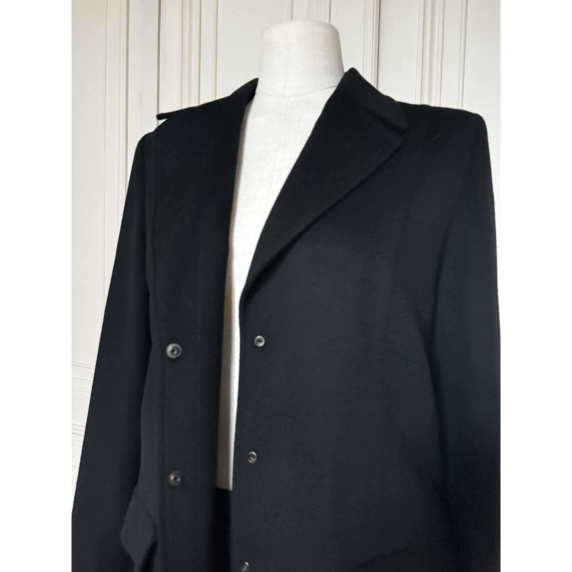 Thierry Mugler Vintage Black Wool Cashmere Angora Coat Size M / US 6-8 / IT 42-44 - 3 Thumbnail