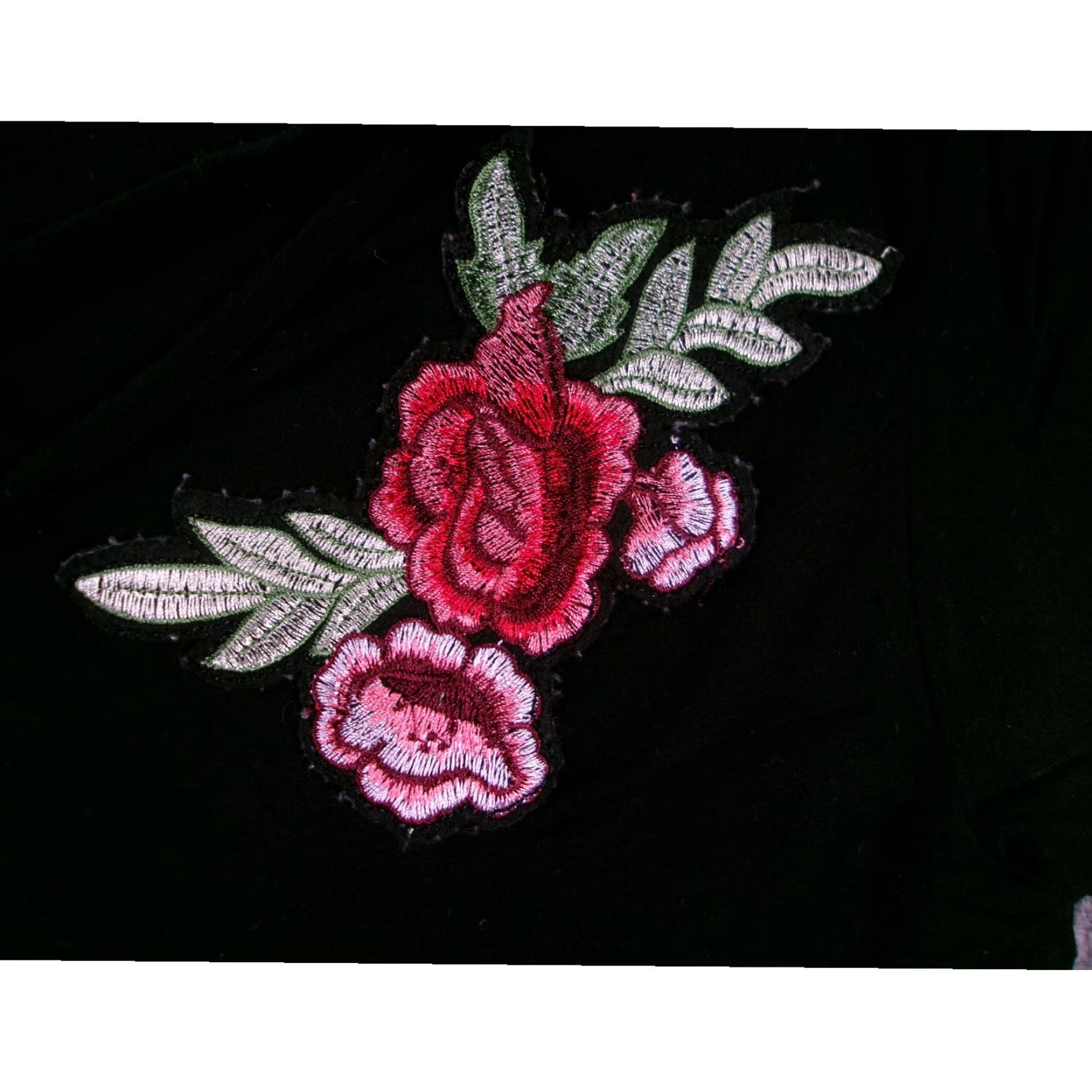 Vintage VINTAGE Rue21 Womens T-Shirt Small Black Floral Embroidered Boho Chic Casual Summer Size M / US 6-8 / IT 42-44 - 2 Thumbnail
