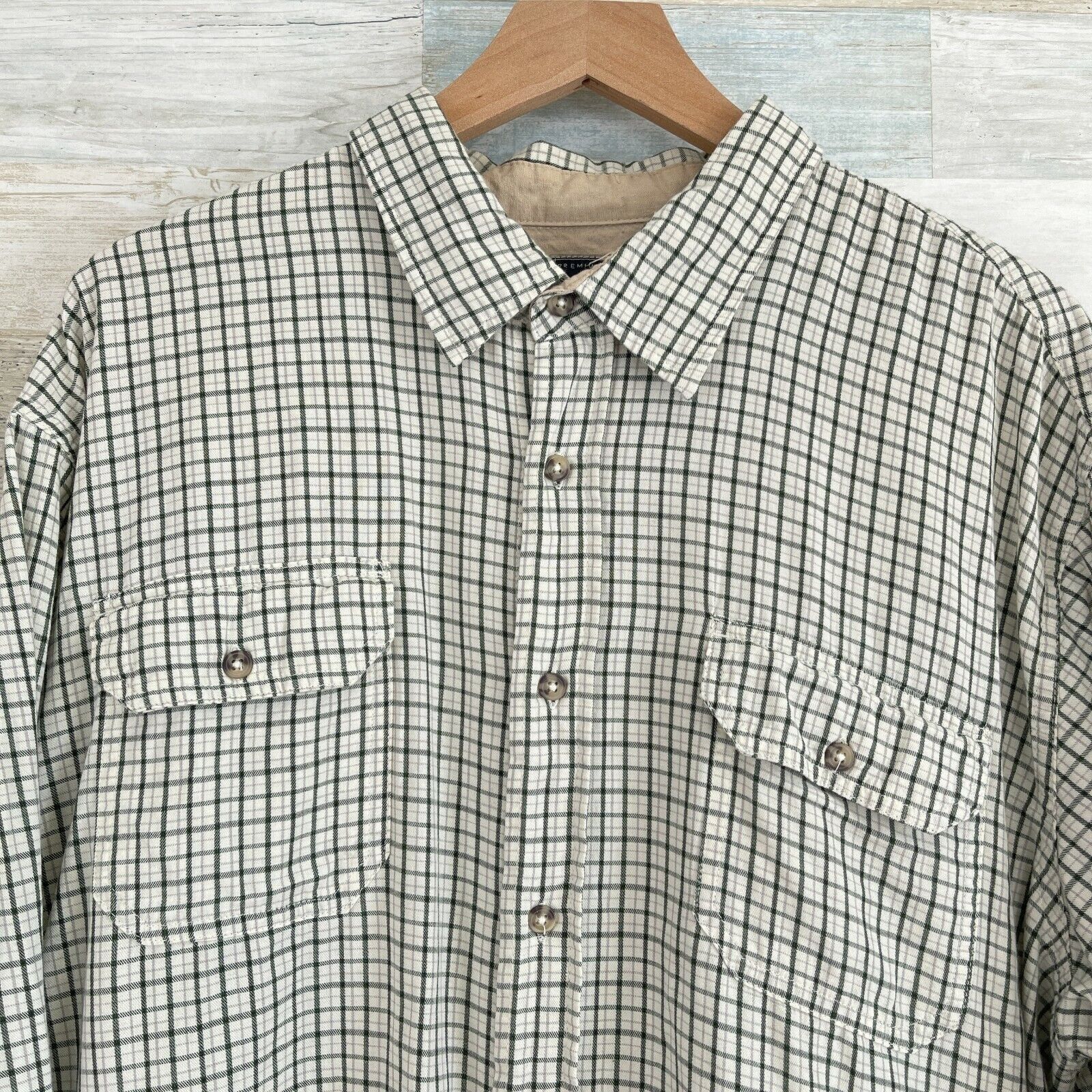 Wrangler Wrangler Twill Button Front Shirt White Green Gray Plaid 2X Size US XXL / EU 58 / 5 - 2 Thumbnail