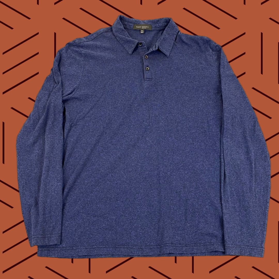 Vintage Robert Barakett Polo Mens 2XL Blue Golf Shirt Montreal Designer Long Sleeve Size US XXL / EU 58 / 5 - 1 Thumbnail