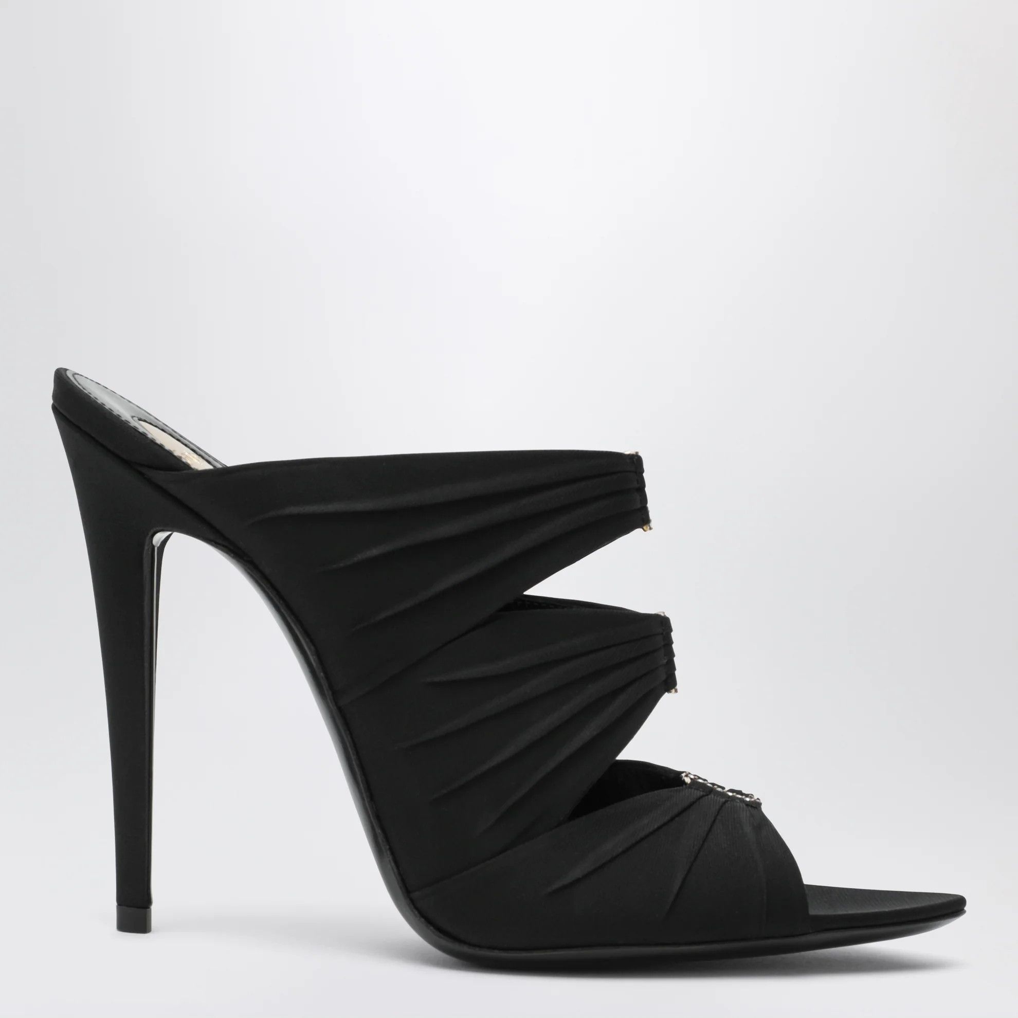 Saint Laurent Paris o1d2blof0526 Crepe Satin Mules in Black Size US 8.5 / IT 38.5 - 1 Thumbnail
