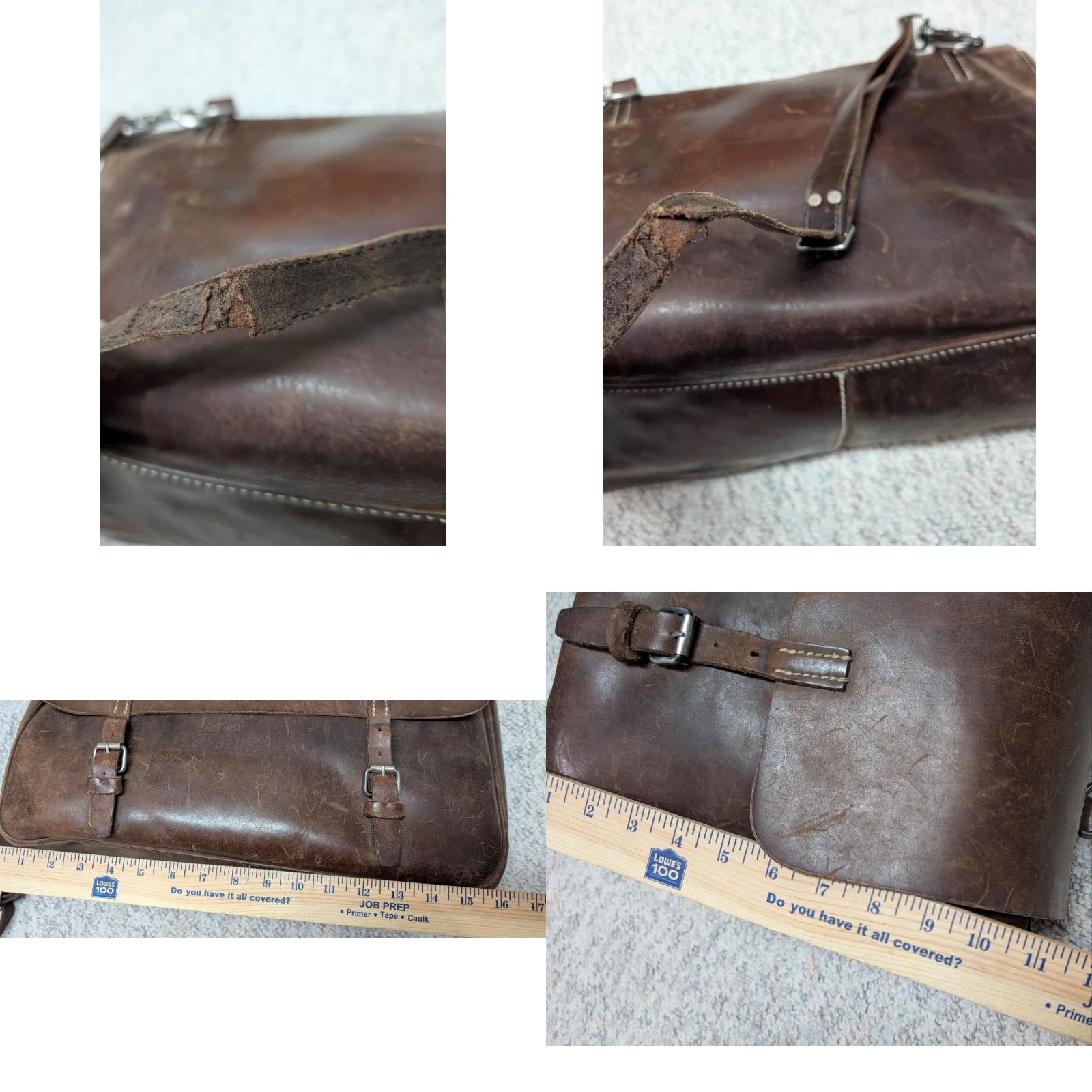 J.Crew VINTAGE J.Crew Messenger Bag COWHIDE Brown Leather LAPTOP Crossbody 16" Patina Bag Mens Large Size ONE SIZE - 9 Thumbnail