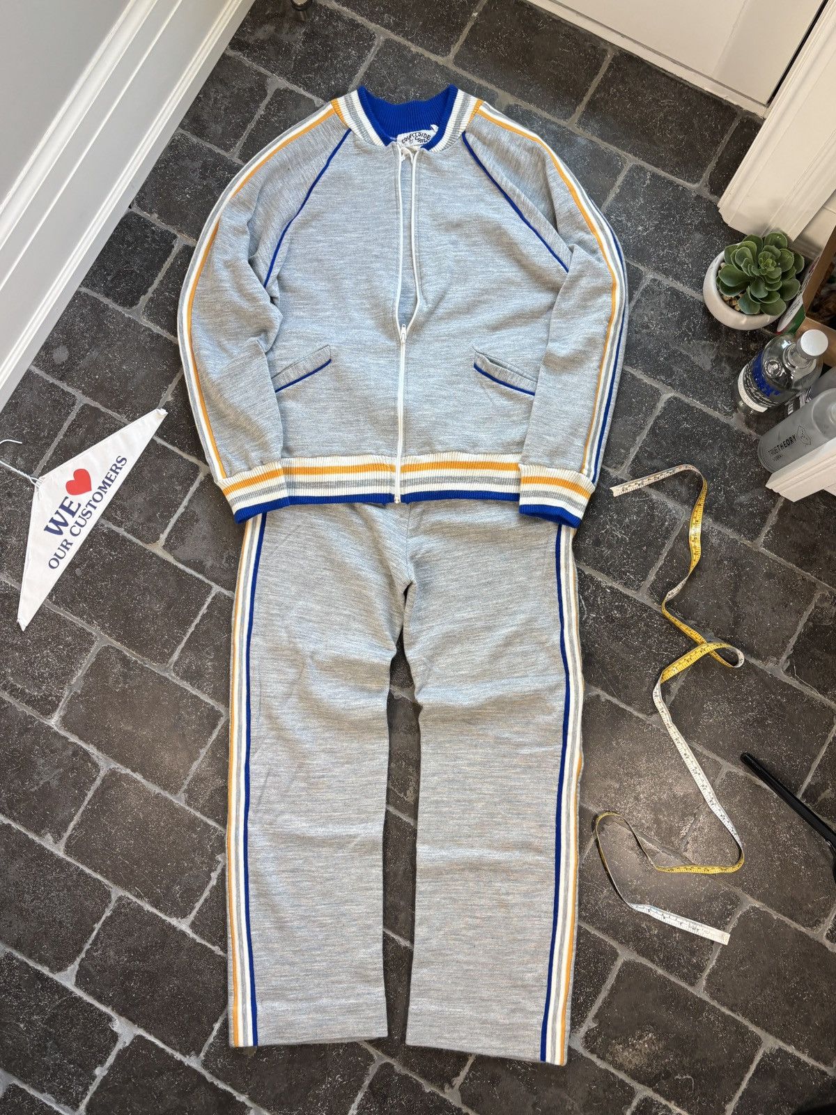 Vintage Vintage Tracksuit 2pc Two Piece Sweat Suit Pants 70s Large Size 42L - 1 Thumbnail