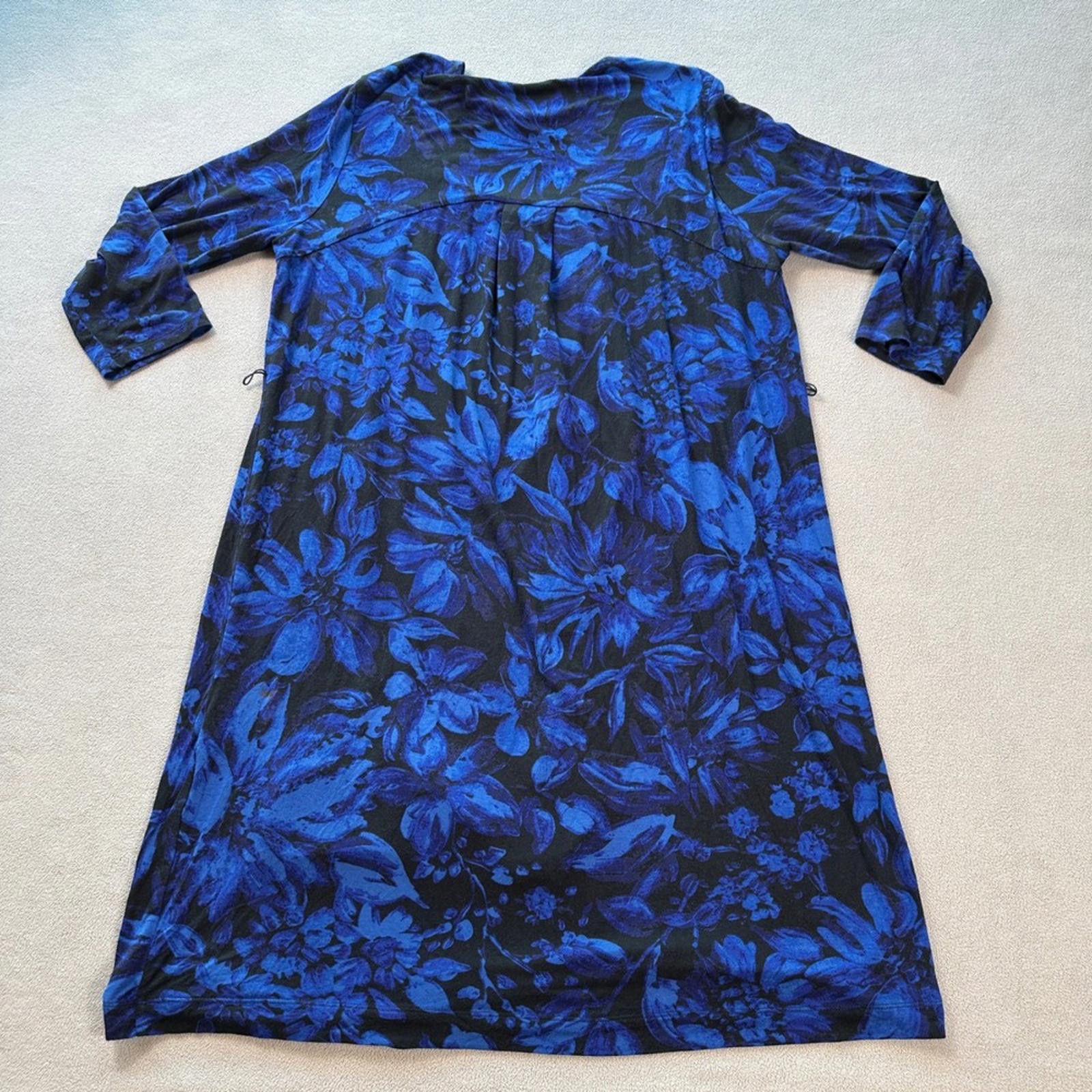 Other Simply Vera Vera Wang Dress Women XL Blue Black Floral Print Size XL / US 12-14 / IT 48-50 - 2 Thumbnail