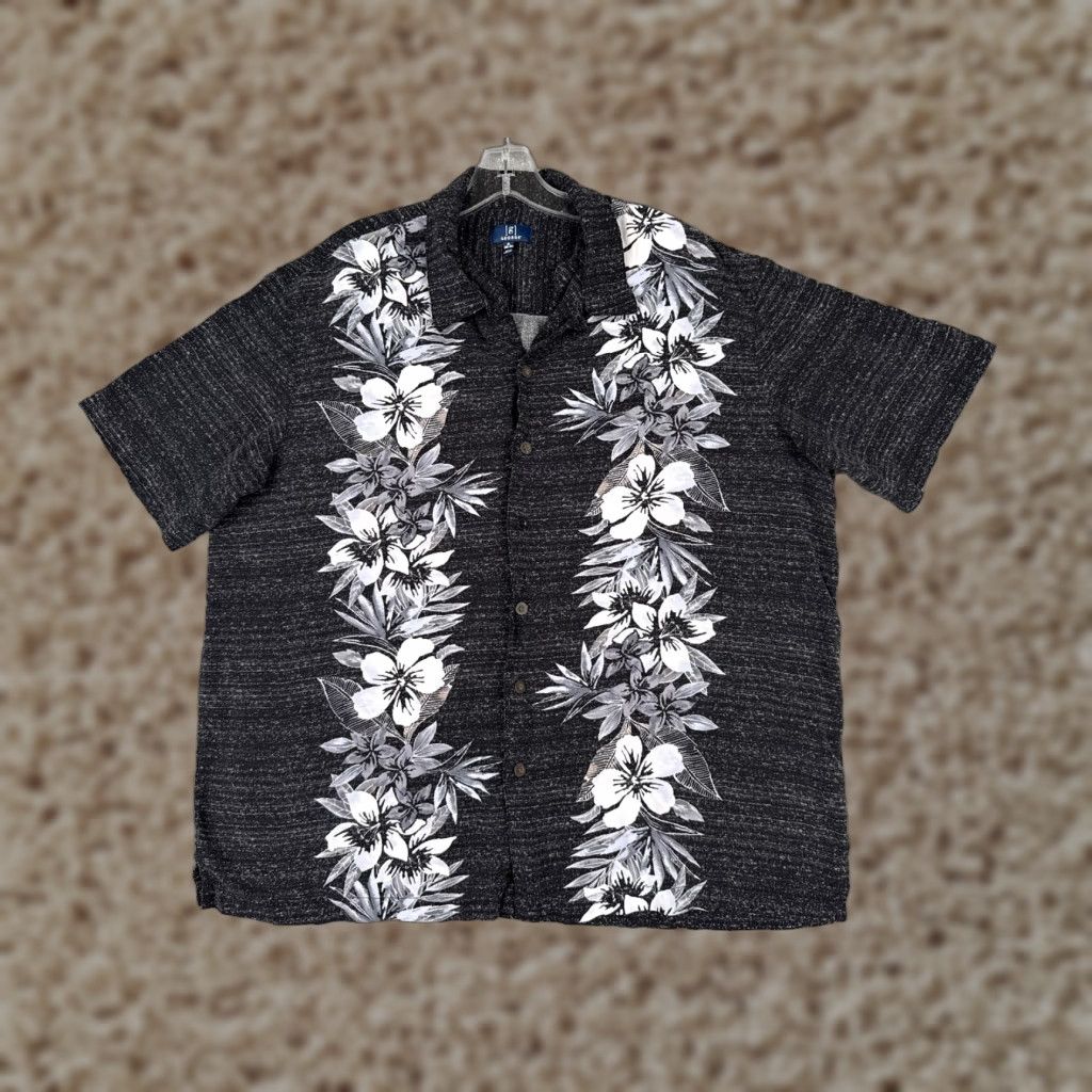 George George Shirt Mens XL Gray White Floral Bowling Rayon Hawaiian Vintage: No Size US XL / EU 56 / 4 - 1 Thumbnail