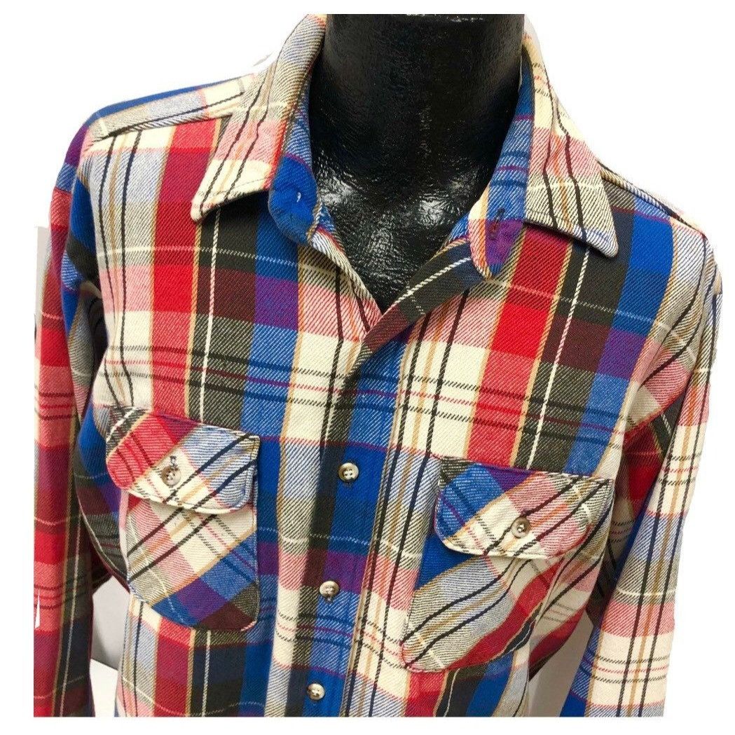 FiveBrother Vtg 5 Five Brother Red Blue Multi-Color Plaid Chore Shirt Size US XL / EU 56 / 4 - 1 Thumbnail