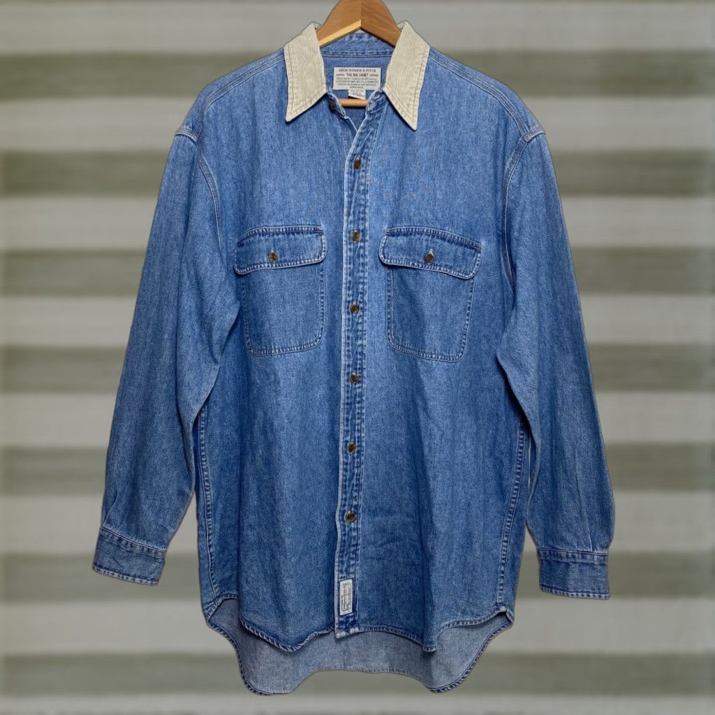 Abercrombie & Fitch VINTAGE Abercrombie & Fitch The Big Shirt Button-Up Denim Shirt Mens 90s Preppy Retro 100% Cotton Blue Size M with Pockets Size US M / EU 48-50 / 2 - 1 Thumbnail