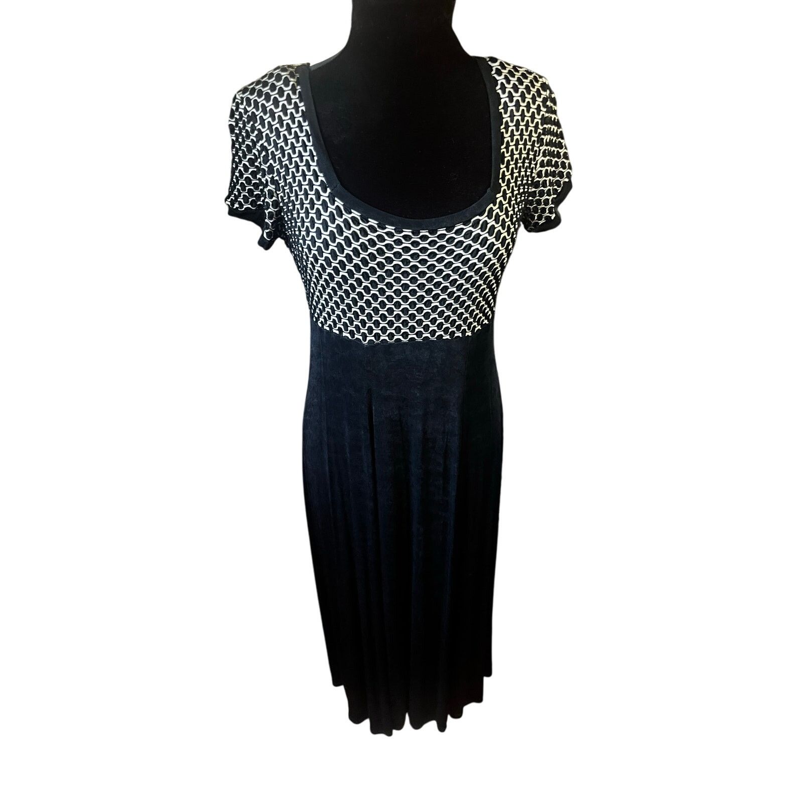 Vintage Vintage 80s Citi Black White Empire Maxi Dress Med Large Size M / US 6-8 / IT 42-44 - 1 Thumbnail