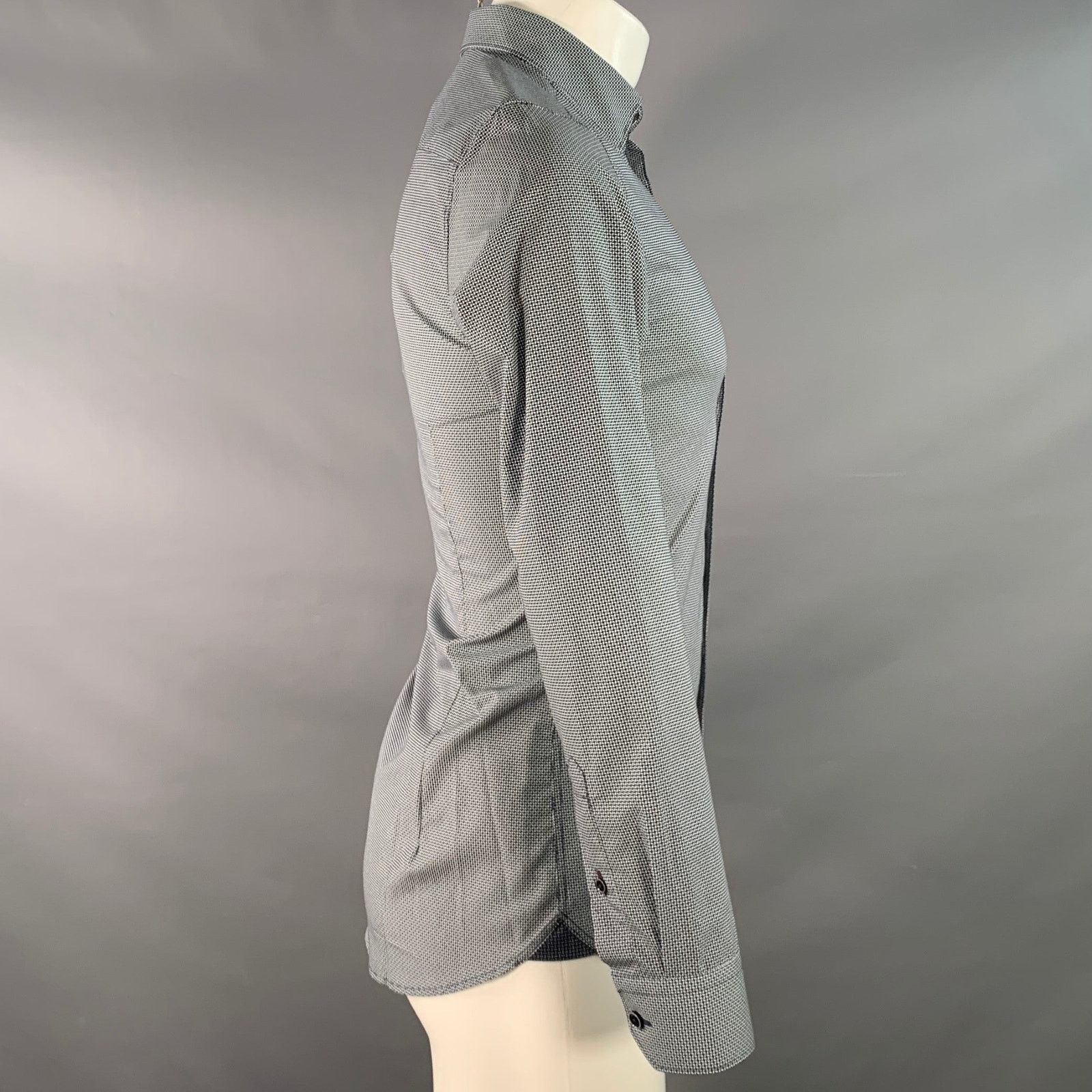 Ted Baker Femme Navy White Geometric Cotton Spread Collar Long Sleeve Size US XS / EU 42 / 0 - 3 Thumbnail