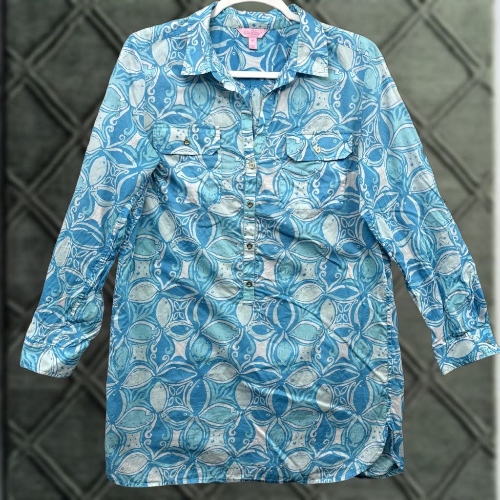 Lilly Pulitzer Lilly Pulitzer Shirt Womens Medium Print Button Front Blue India Size M / US 6-8 / IT 42-44 - 1 Thumbnail