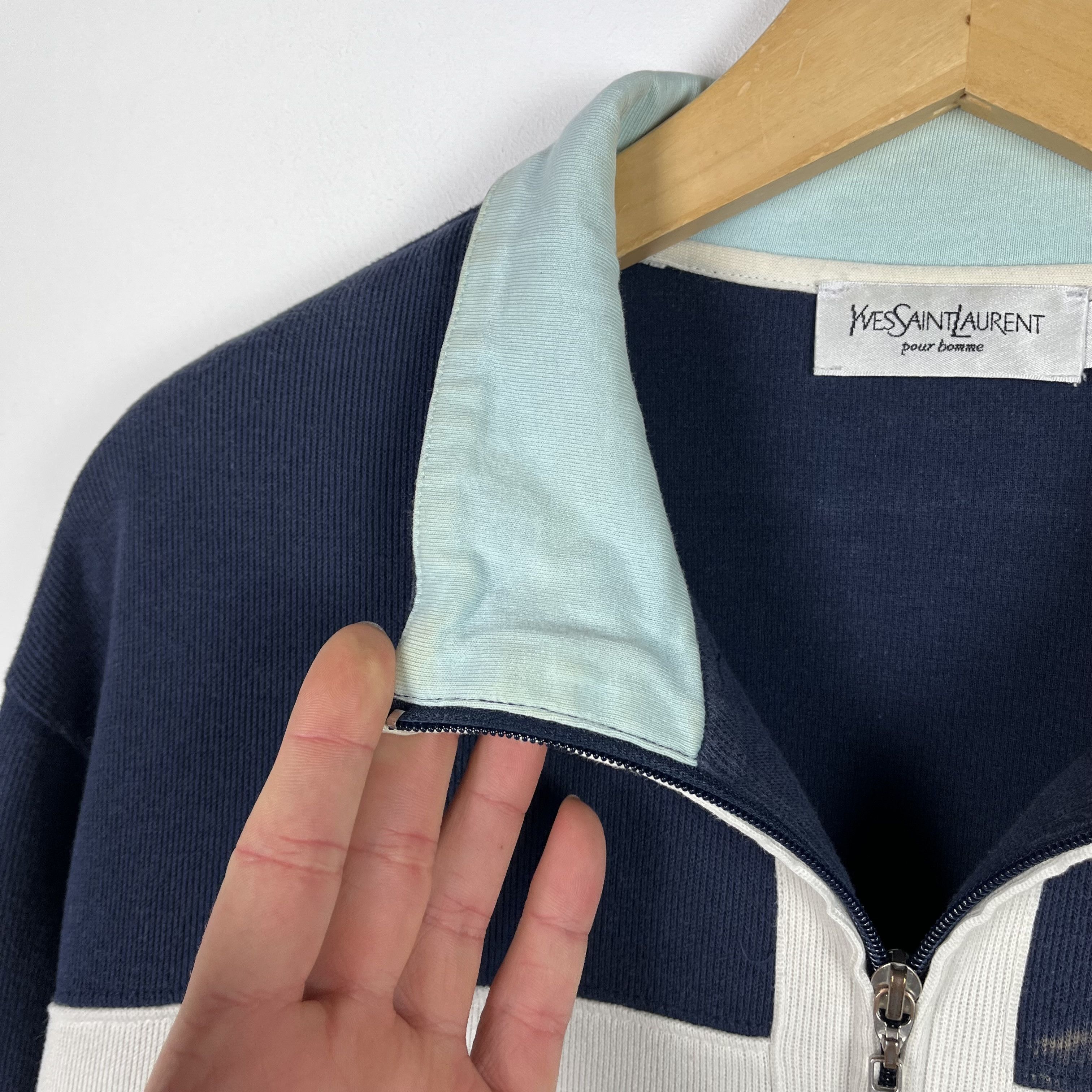 Yves Saint Laurent Vintage Yves Saint Laurent YSL Big Logo Zip Sweatshirt 90’s Size US XL / EU 56 / 4 - 12 Thumbnail