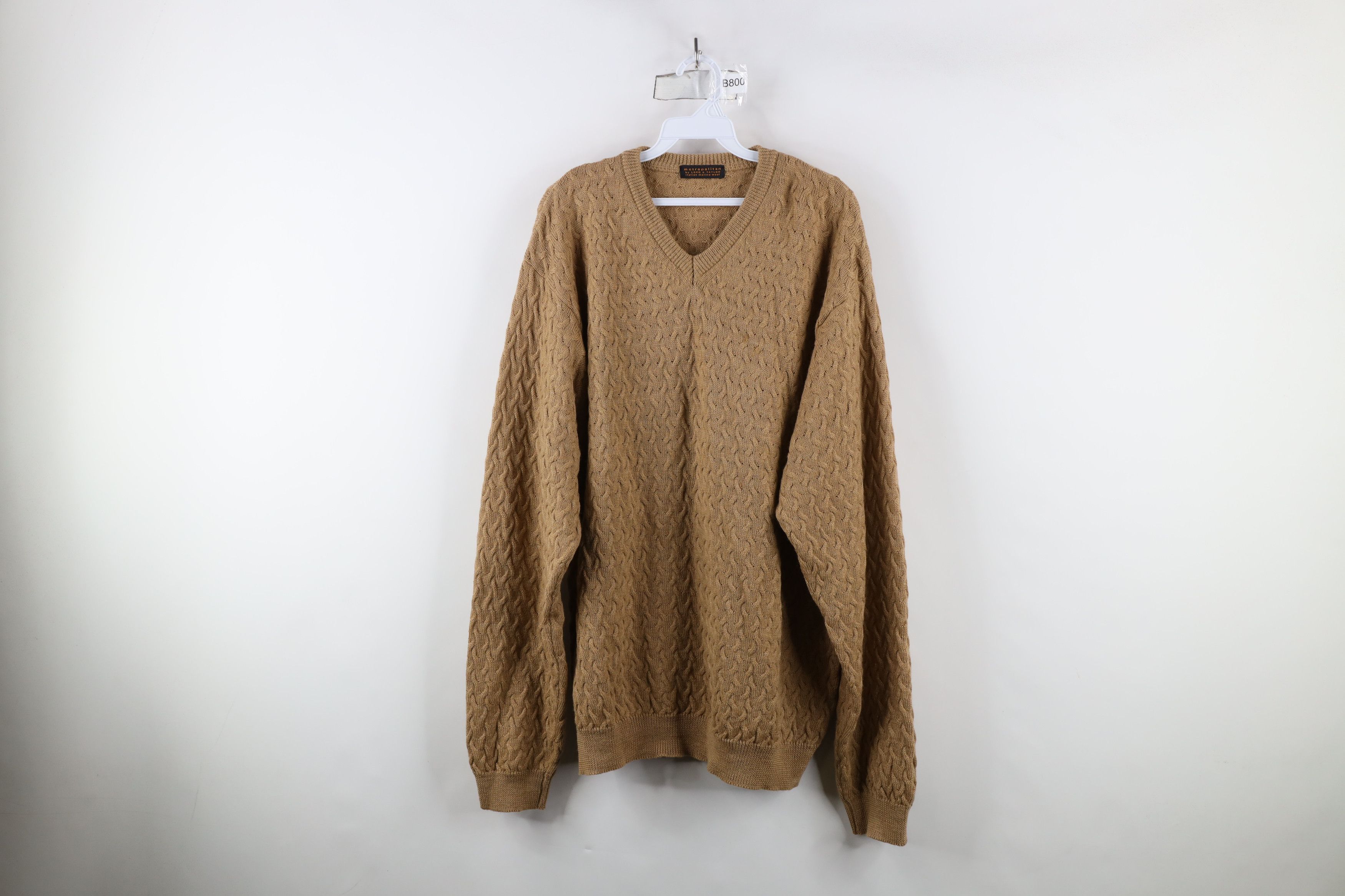 Vintage Vintage 90s Streetwear Weave Wool Knit V-Neck Sweater Size US XL / EU 56 / 4 - 1 Thumbnail