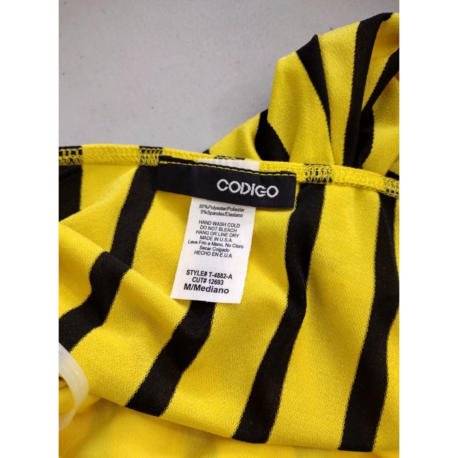Vintage Codigo Women's One Piece Swimsuit Black Yellow Striped XS? (M) Size ONE SIZE - 6 Thumbnail