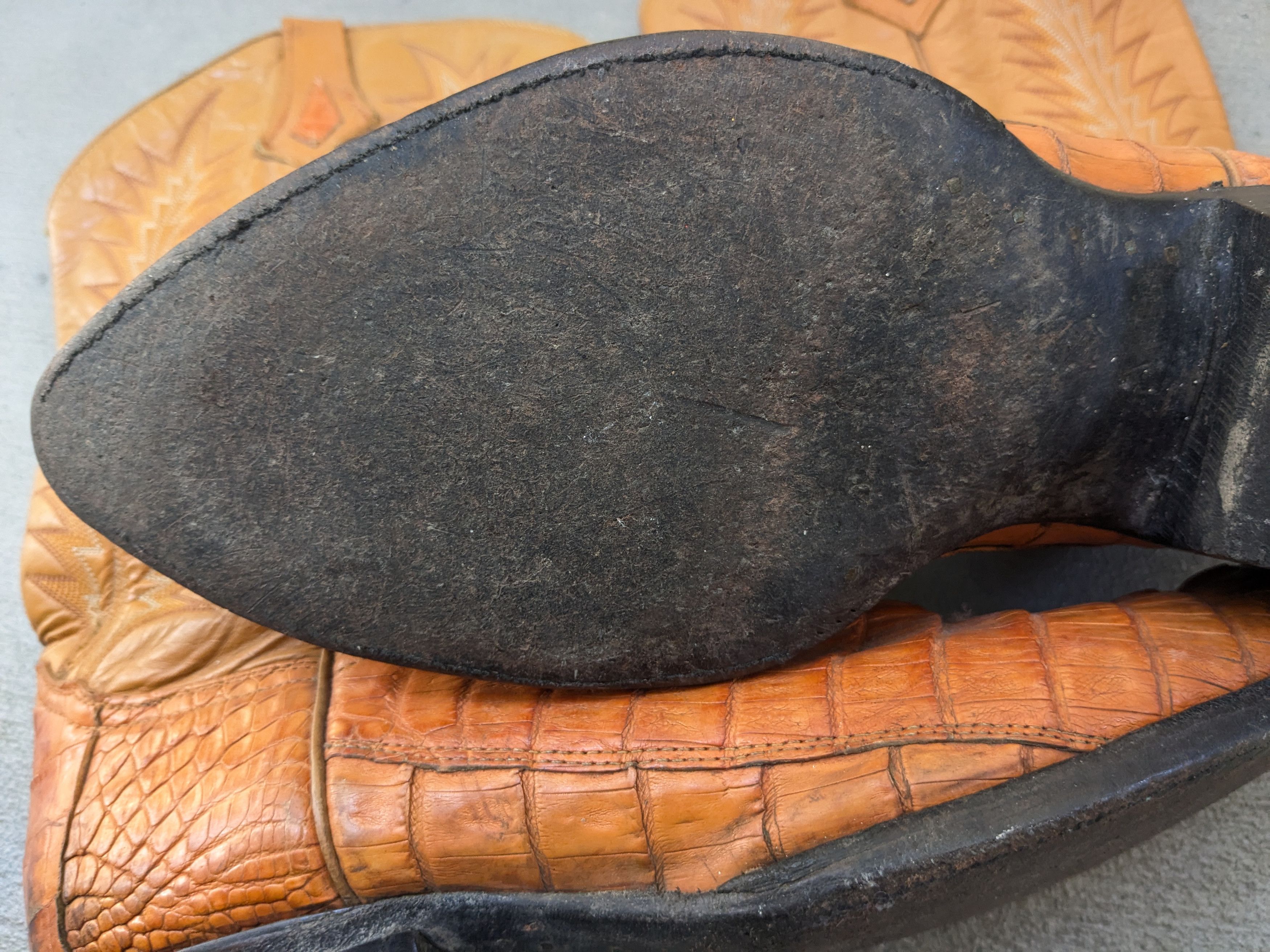 Genuine Leather Vintage Cowboy Boots Orange 11 EE Wide Western Botas Size US 11 / EU 44 - 17 Thumbnail
