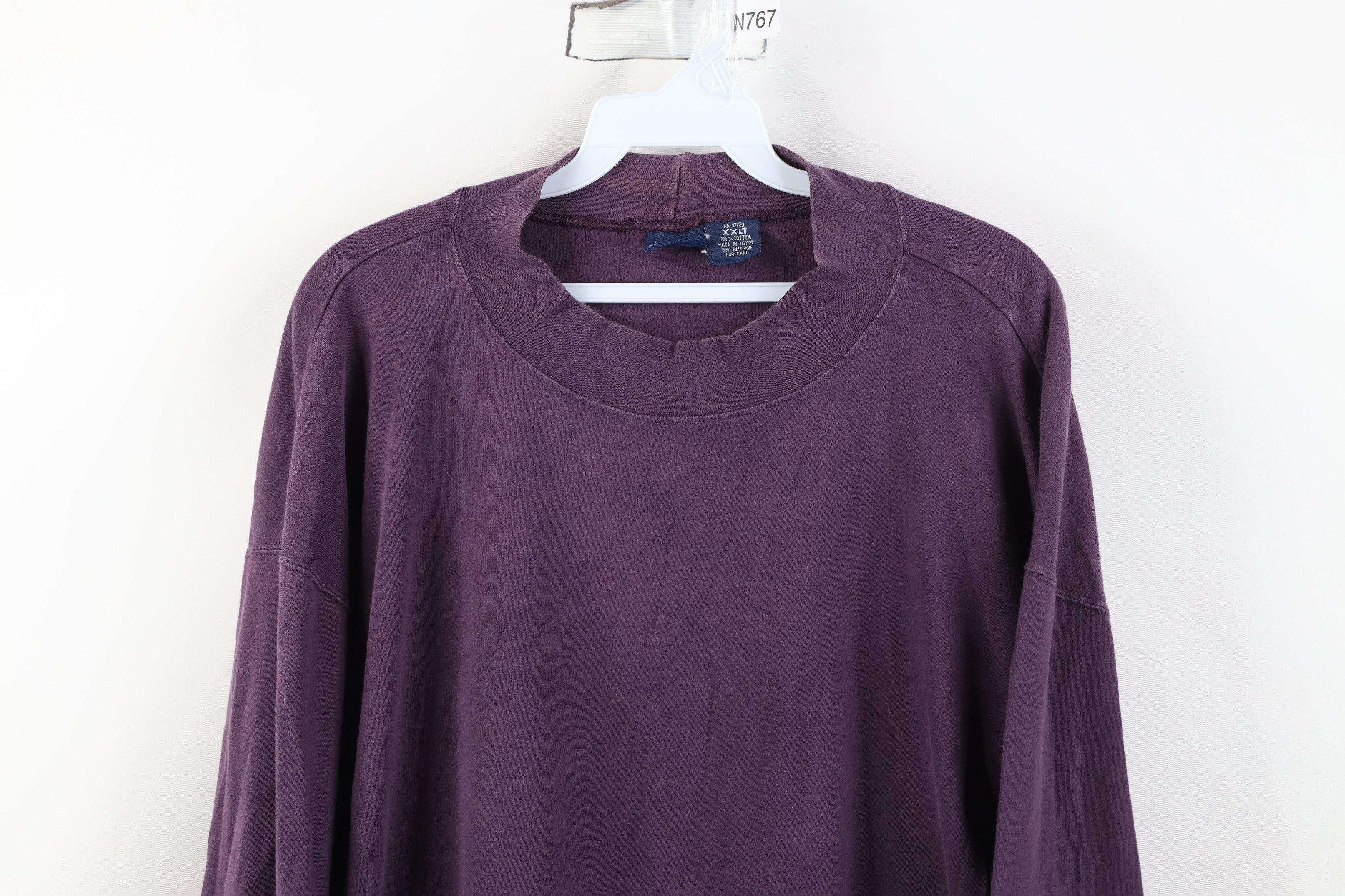 Vintage Vintage 90s Streetwear Mock Neck Long Sleeve T-Shirt Purple Size US XXL / EU 58 / 5 - 2 Thumbnail