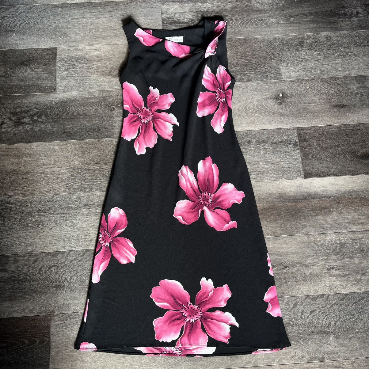 Vintage Vintage Dressbarn Floral Cocktail Classy Black Pink Dress 10 Size L / US 10 / IT 46 - 1 Thumbnail