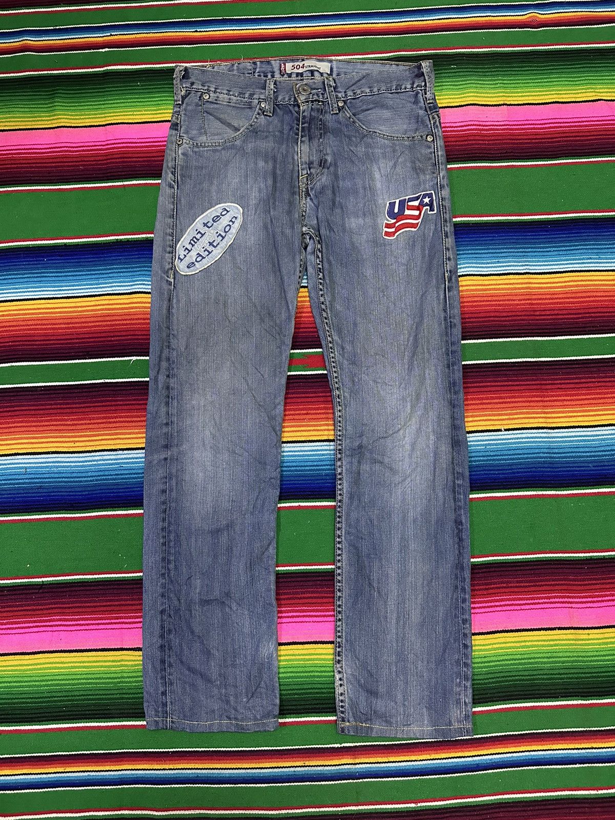 Levi's Vintage Clothing Distress Denim 💥Levis 504 Straight Patch Limited Edition 💥 Size US 32 / EU 48 - 2 Thumbnail