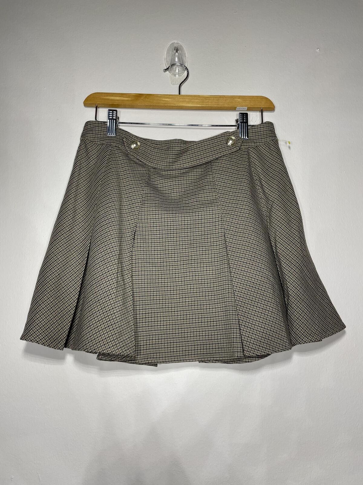 H&M H&M Pleated Mini Skirt Taupe Houndstooth Academia Preppy S Size 28" / US 6 / IT 42 - 1 Thumbnail