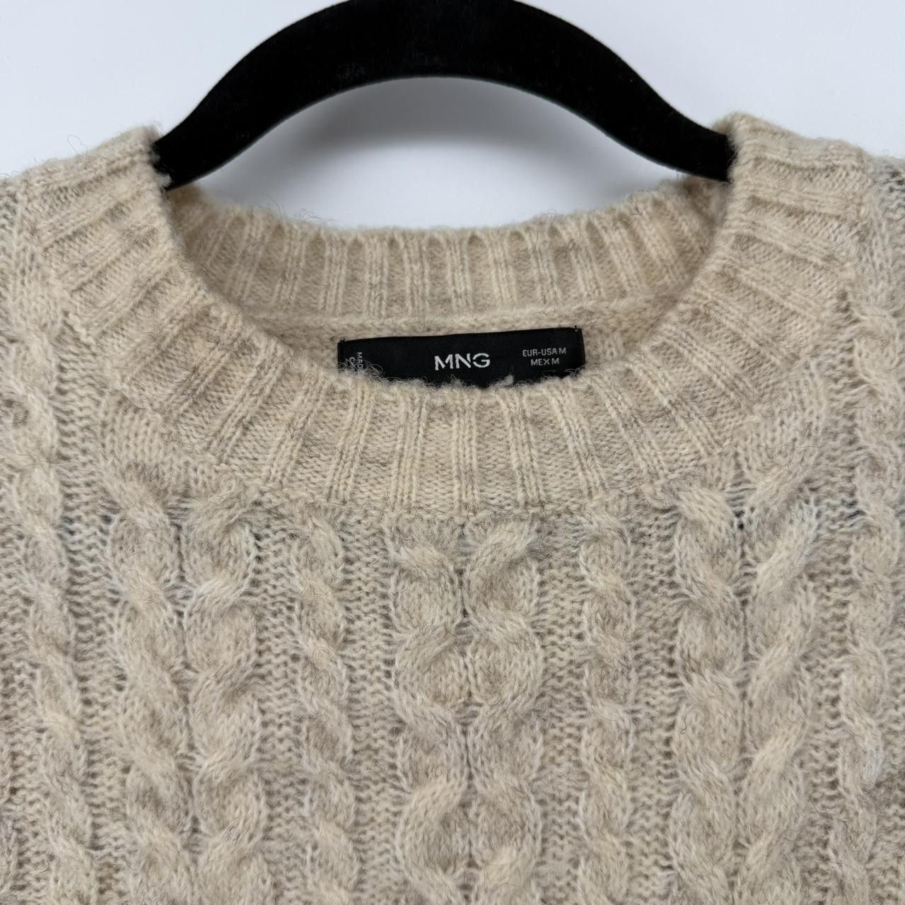 Mango Mango Womens Cable Knit Sweater Beige Size M / US 6-8 / IT 42-44 - 2 Thumbnail