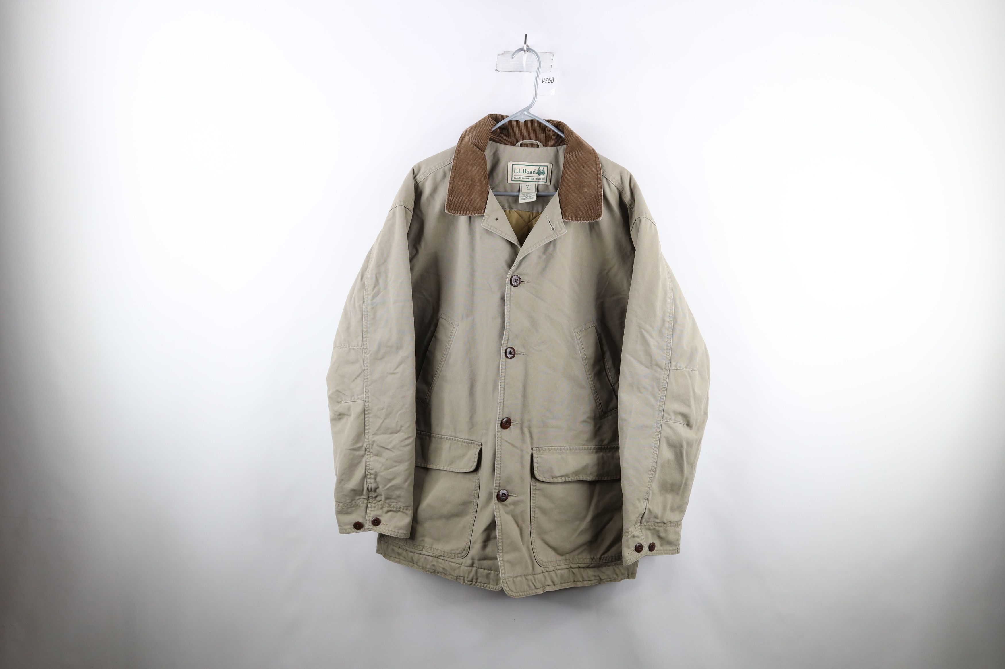 L.L. Bean × Vintage Vintage 90s LL Bean Corduroy Collar Chore Barn Jacket Beige Size US XL / EU 56 / 4 - 1 Thumbnail