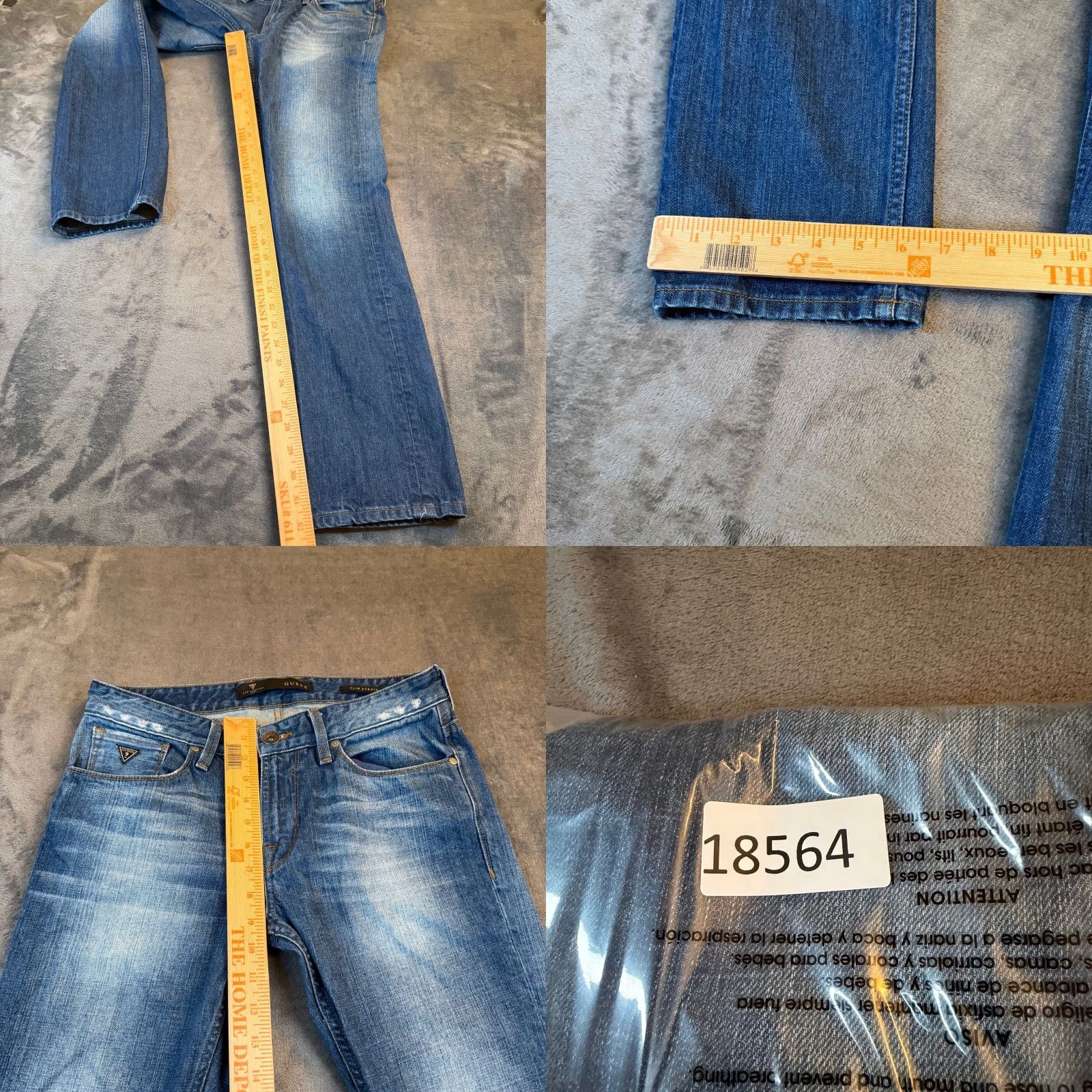 Guess GUESS Jeans Slim Straight Mens 30x32 Blue Distressed Denim Pants Casual Size US 30 / EU 46 - 8 Thumbnail
